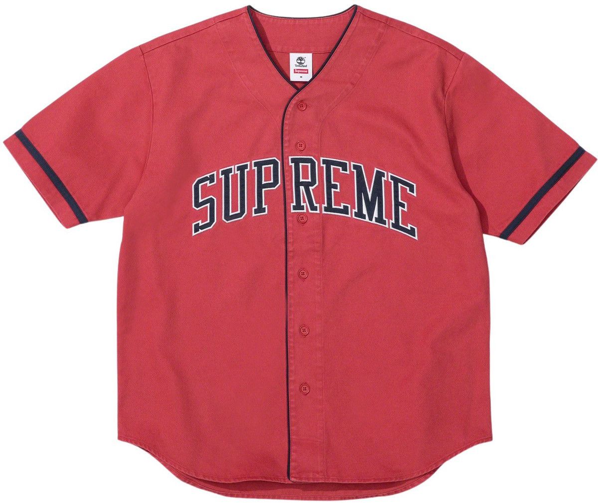 image of Supreme Timberland Baseball Jersey in Red, Men's (Size Small)