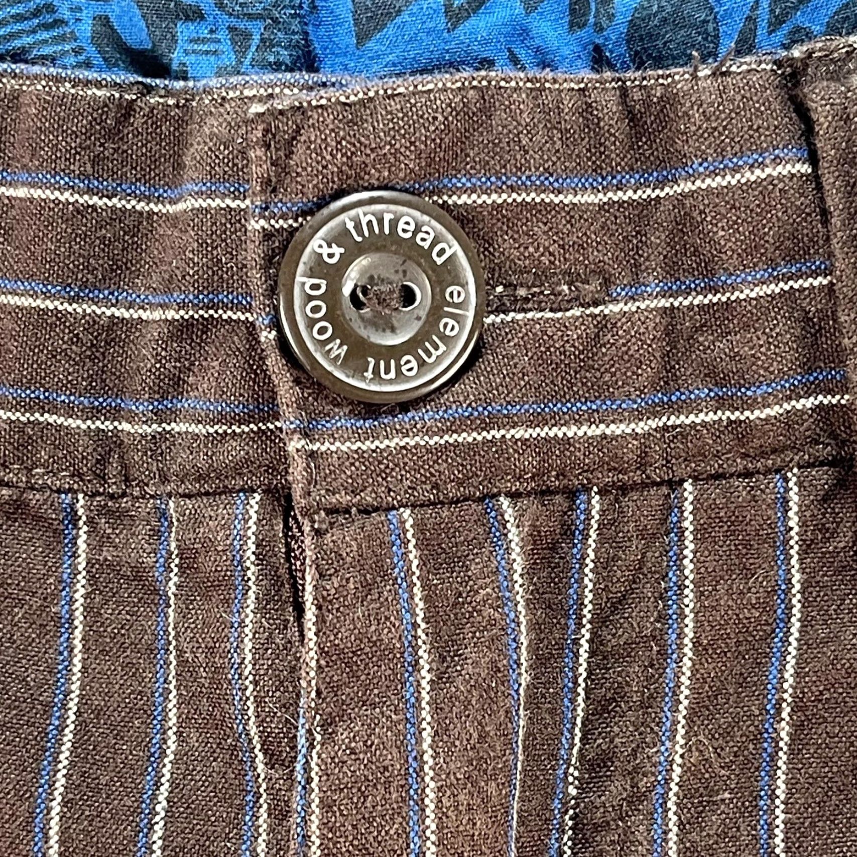 Element VINTAGE Element Shorts Mens 29 Brown Pinstripe Chino Flat Front Style M263DAD Size US 29 - 3 Thumbnail
