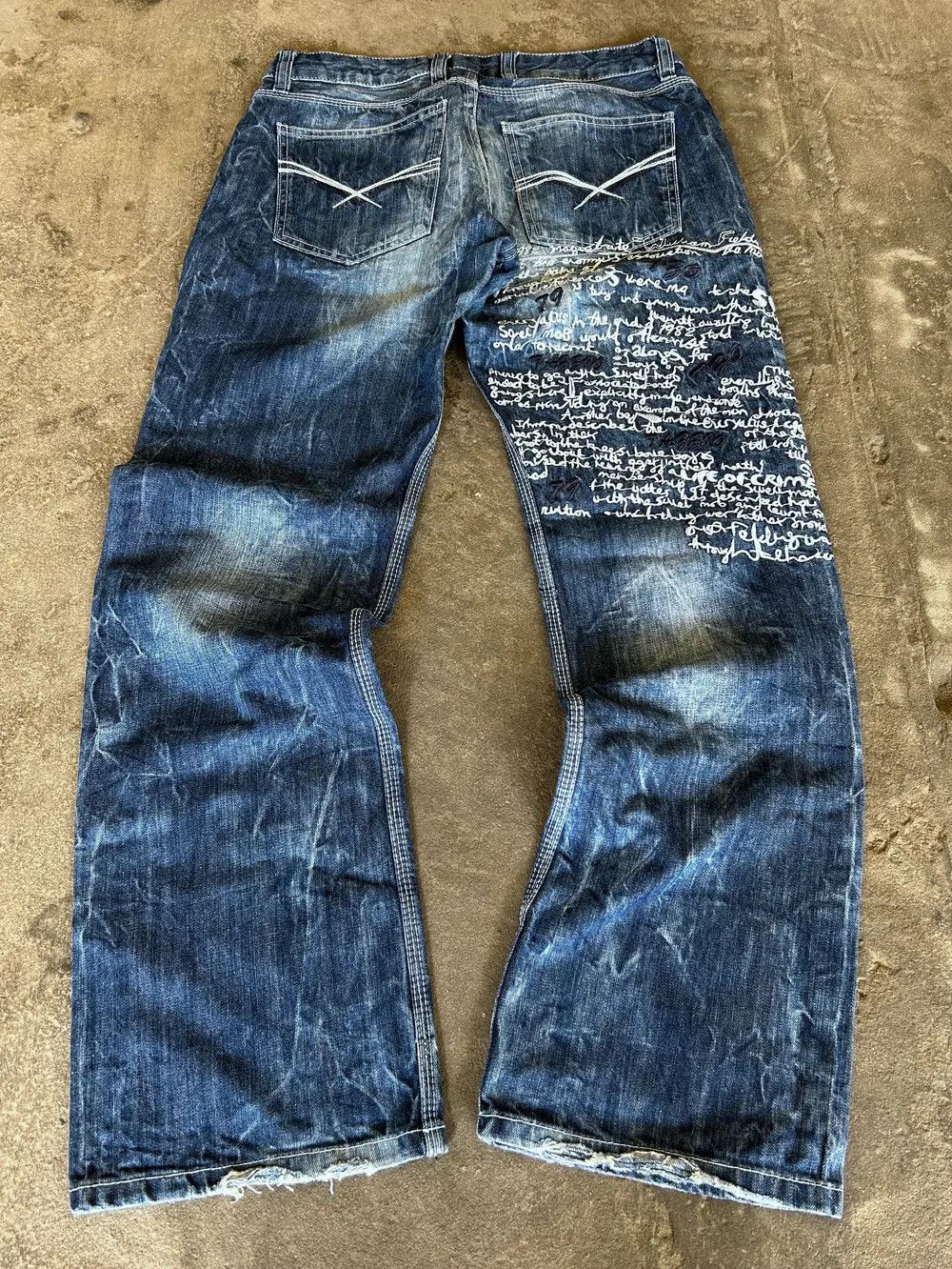 Hysteric Glamour × Japanese Brand Japanese Crazy Ed Hardy Style Distressed Washed Jeans Size US 32 / EU 48 - 2 Thumbnail