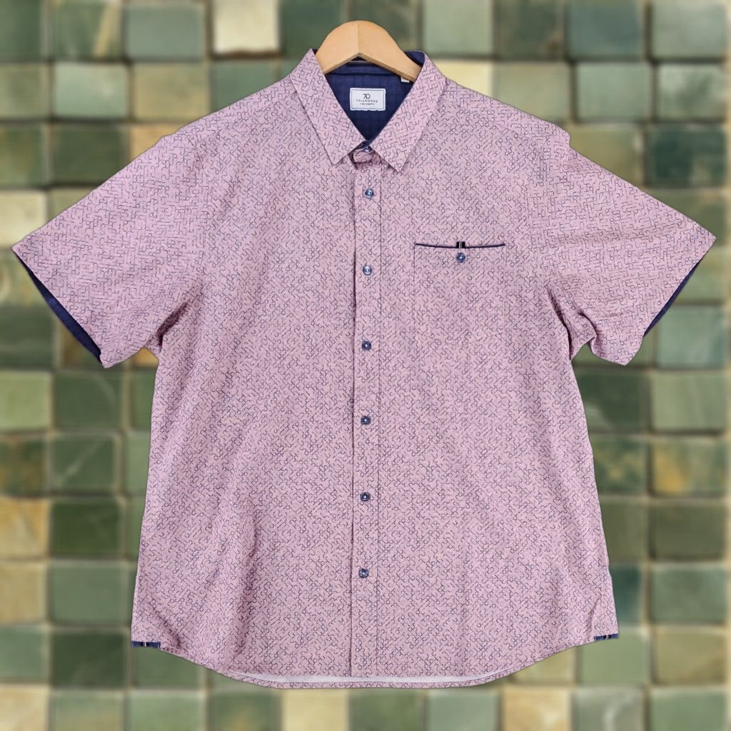Vintage 7 Diamonds 4 Way Stretch Abstract Pattern Button Up Shirt Short Sleeve Mens XXL Shirt Size US XXL / EU 58 / 5 - 1 Thumbnail