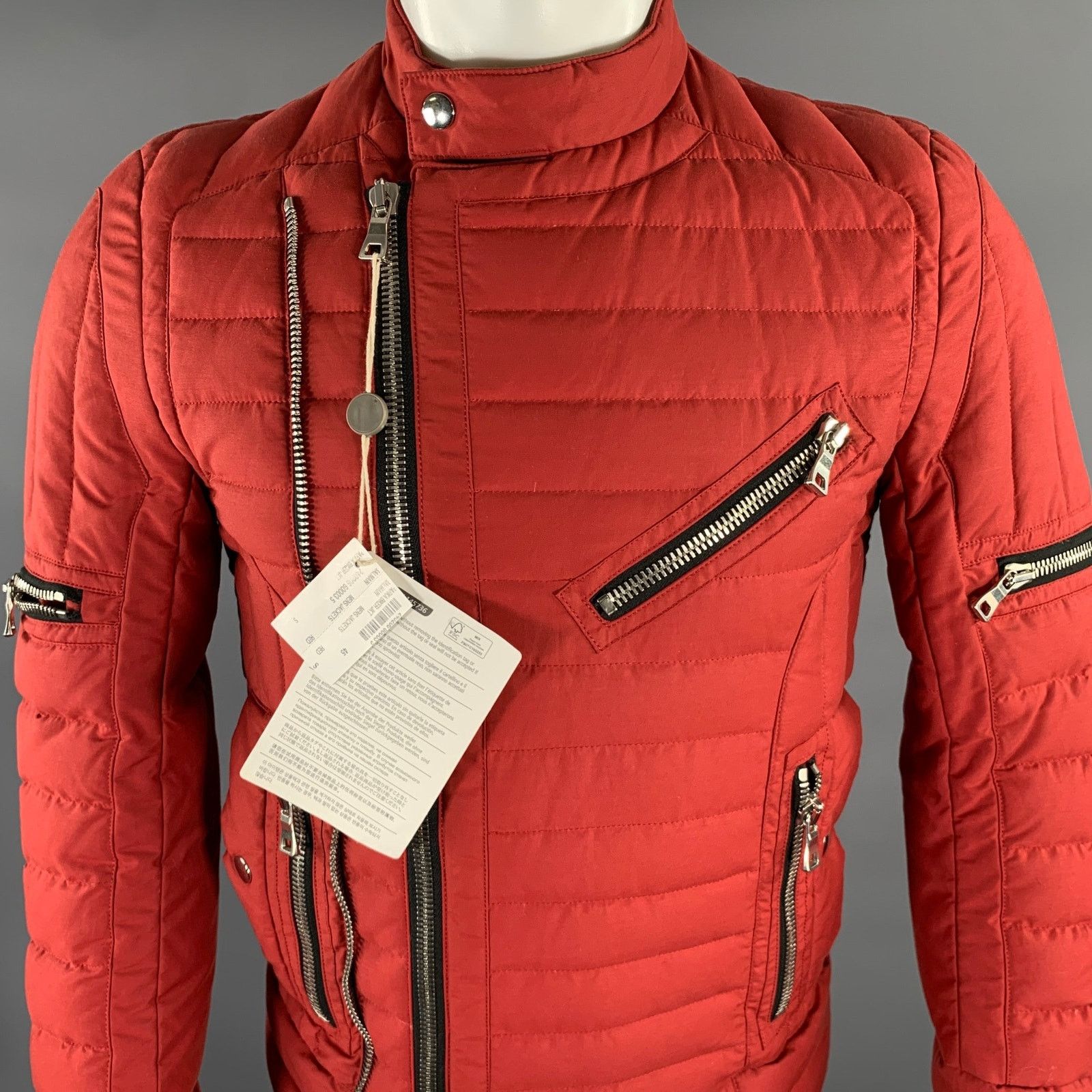 Balmain BALMAIN Size S Red Brick Cotton Polyamide Quilted Jacket Size US S / EU 44-46 / 1 - 2 Thumbnail