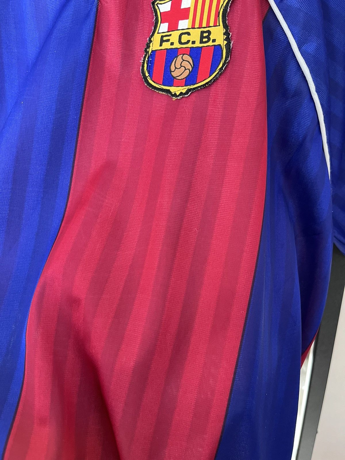 Vintage Vintage FC Barcelona Soccer Jersey Roger’s Red/Blue T Shirt Size US XL / EU 56 / 4 - 7 Thumbnail