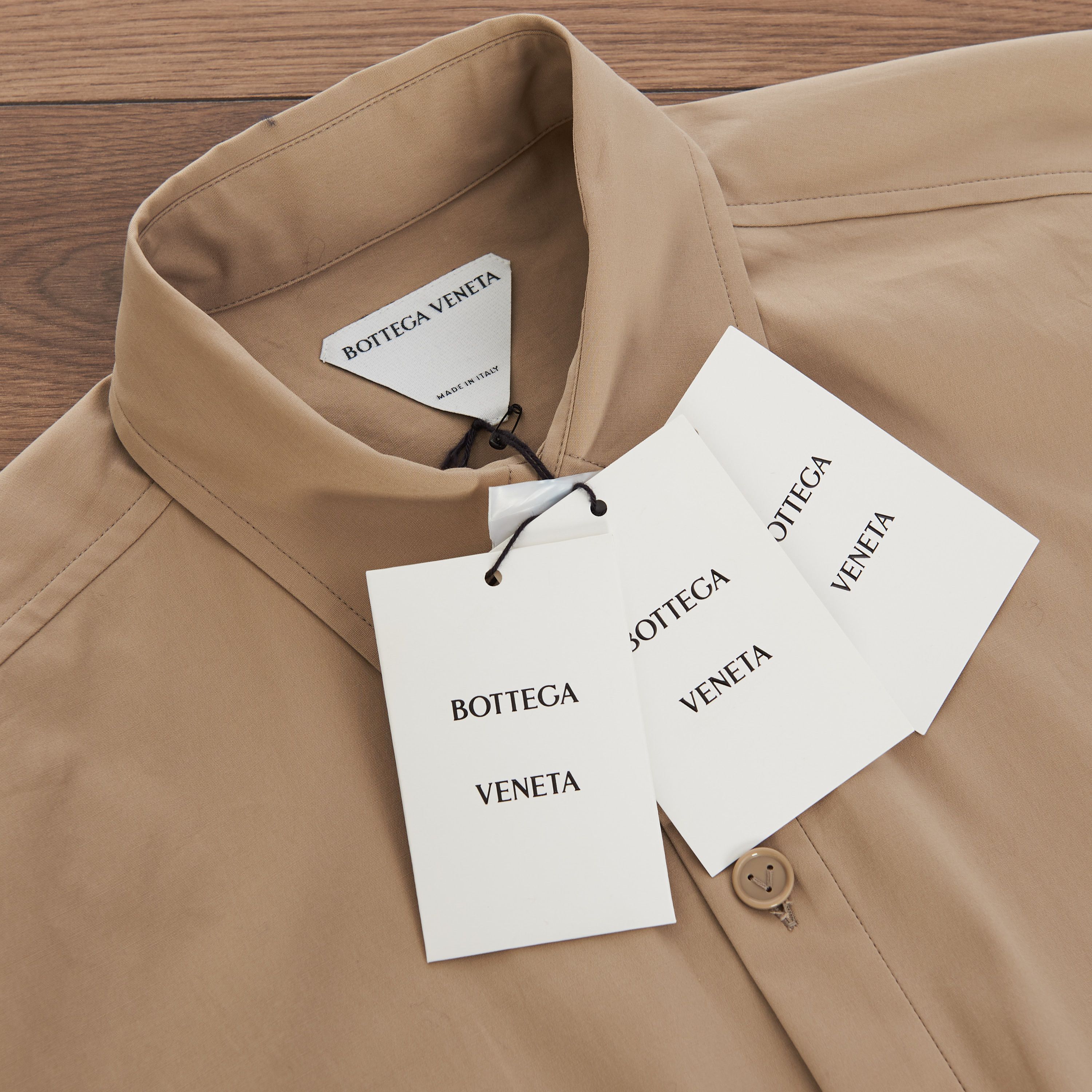 Bottega Veneta Long Sleeve Compact Stretch Poplin Dress In Khaki Size M / US 6-8 / IT 42-44 - 8 Thumbnail