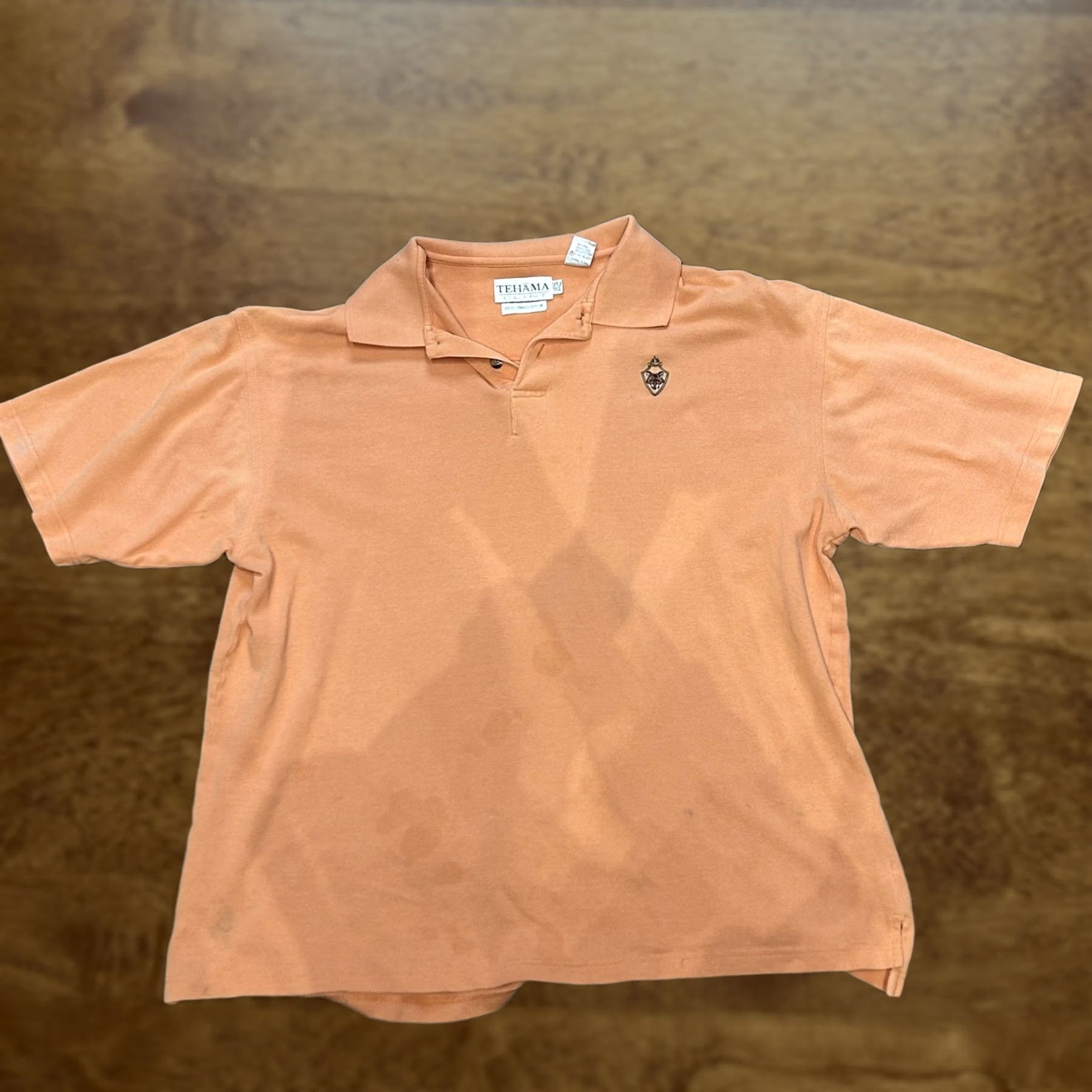 Vintage Tehama Clint Polo Shirt Mens XL Orange 100% Cotton Golf Embroidered Crest Logo Pique Shirt Size US XL / EU 56 / 4 - 1 Thumbnail