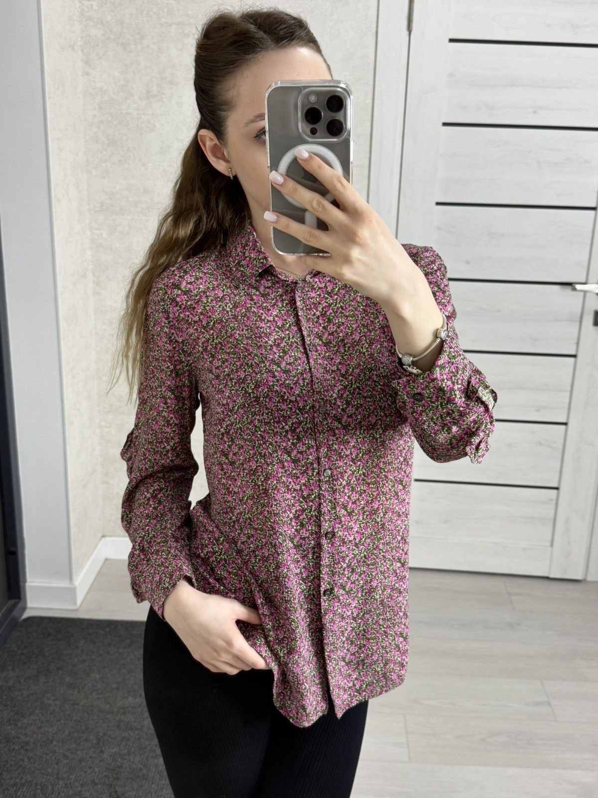 Max Mara Weekend Max Mara Silk Blouse Pink Floral Ruffle Sleeve Shirt Size M / US 6-8 / IT 42-44 - 19 Thumbnail