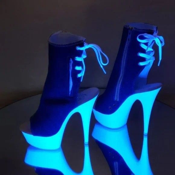 Other Size 8 Posh Denim White UV Platform High Heel Ankle Boots De Size US 8 / IT 38 - 3 Thumbnail