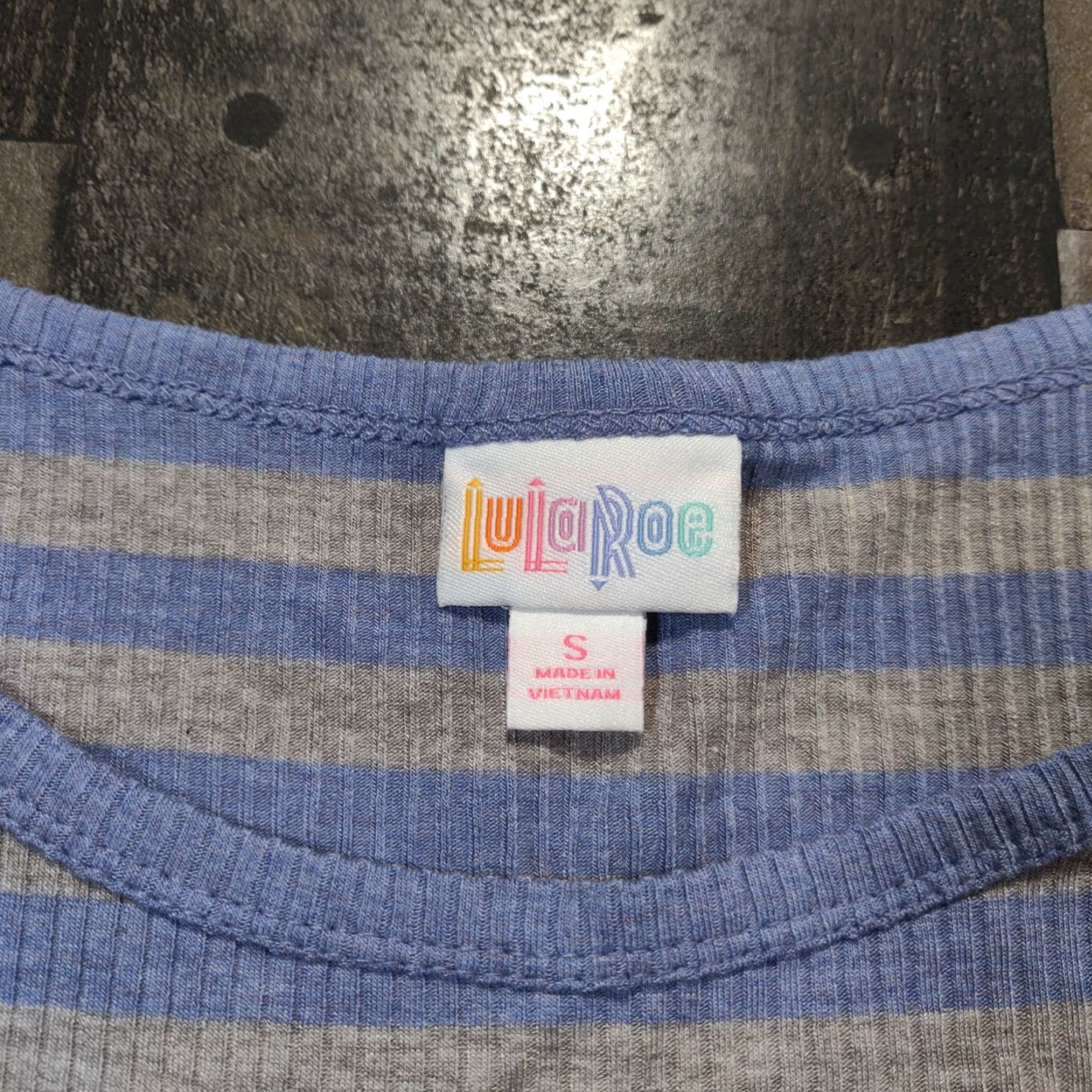 Vintage LulaRoe Dress Women S Striped Knit Blue Gray Bodycon Knee Length Pullover Round Neck Half Sleeve Machine Washable Vintage No Size S / US 4 / IT 40 - 3 Thumbnail