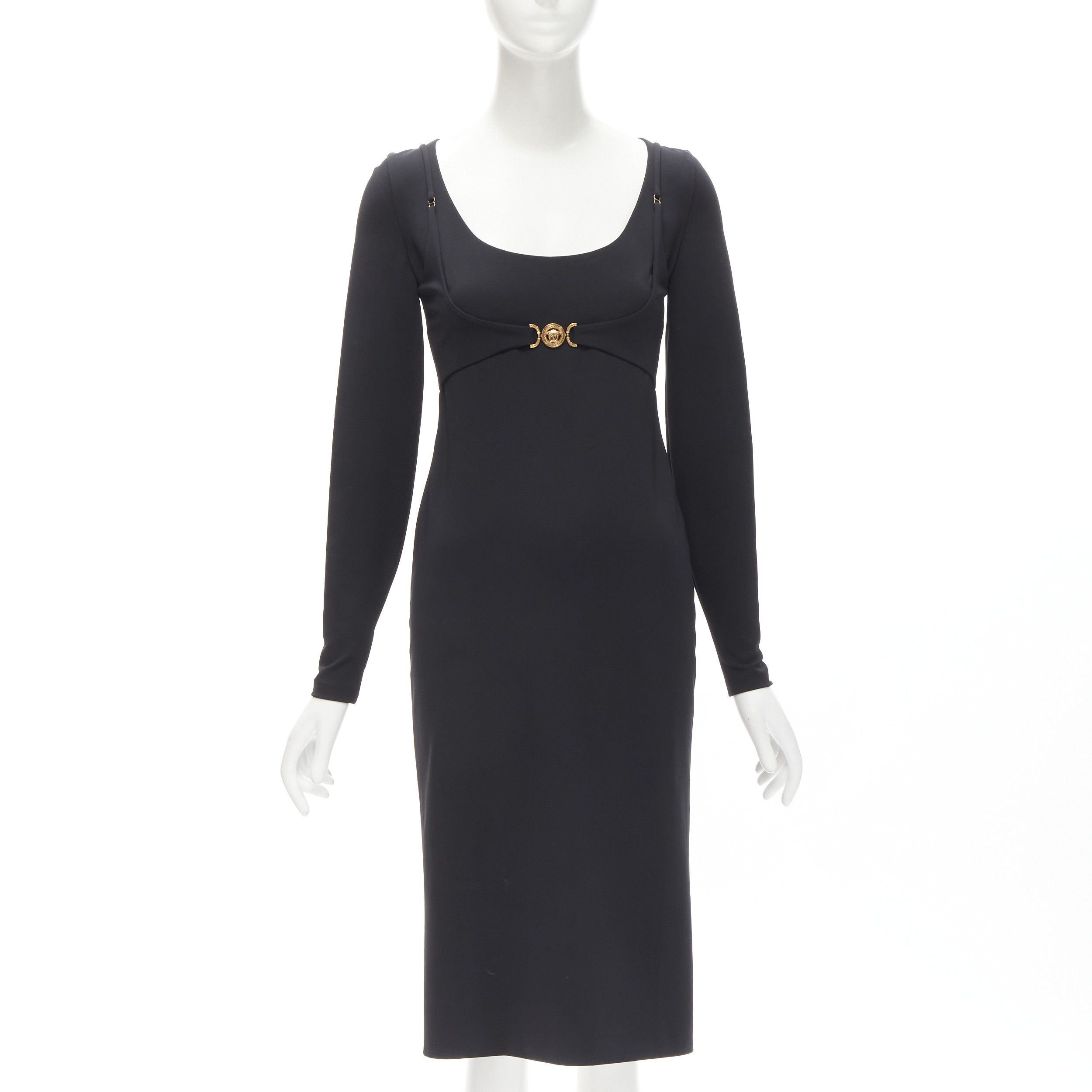Versace Versace Black gold chain print dress | Grailed