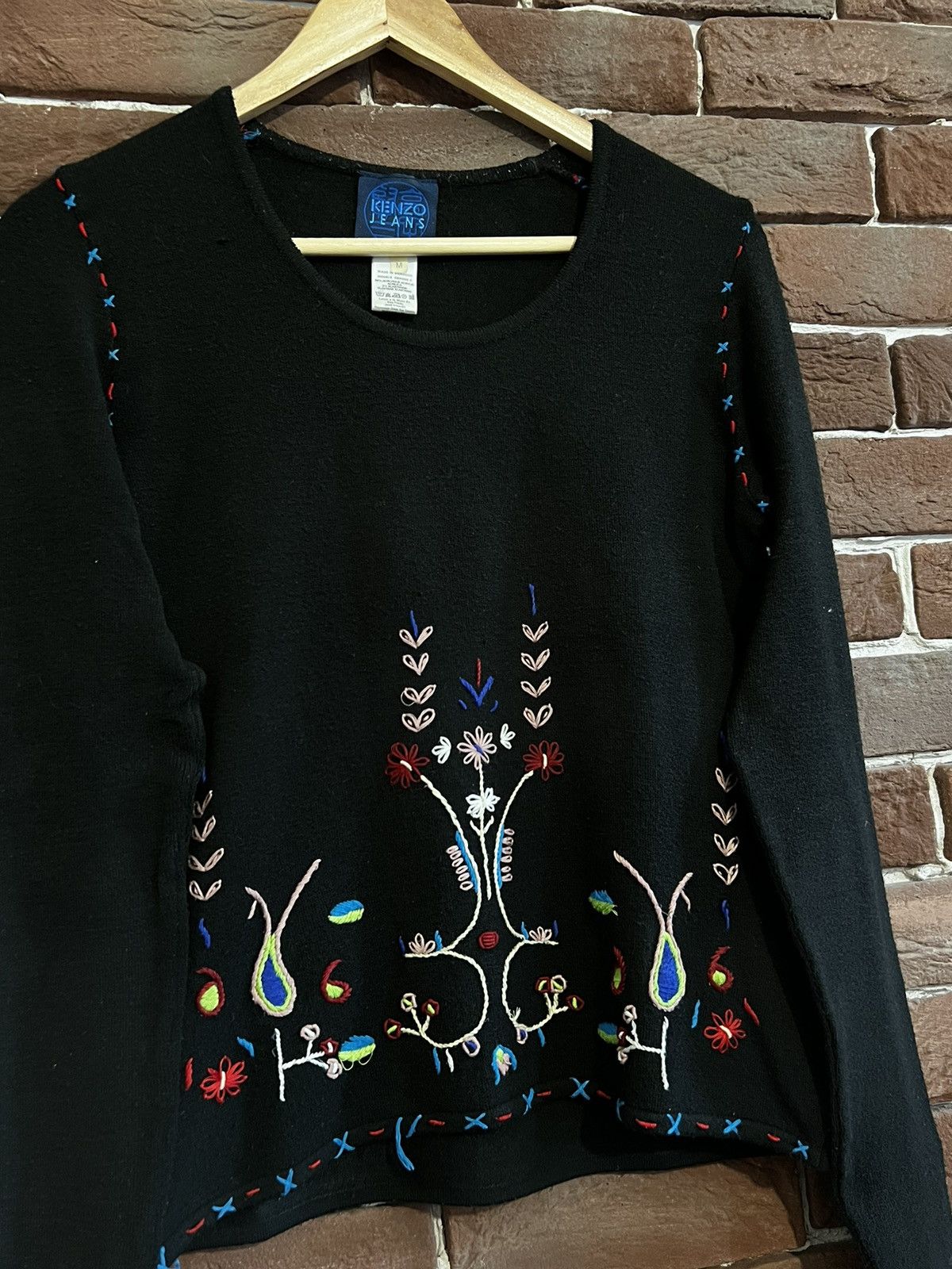 Kenzo Rare Vintage Kenzo Jeans Floral Knit Sweatshirt Womens Mediu Size M / US 6-8 / IT 42-44 - 3 Thumbnail