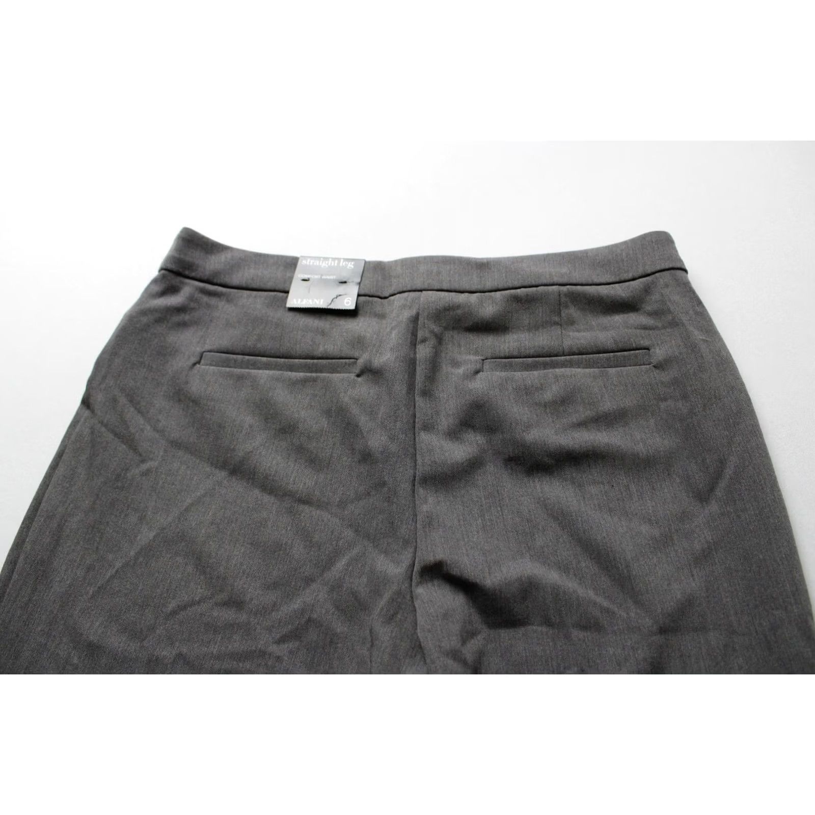 Alfani VINTAGE Alfani Women's Modern Essential Straight Leg Pants JL3 Pepper Gray Size 6 NWT Size 28" / US 6 / IT 42 - 6 Thumbnail