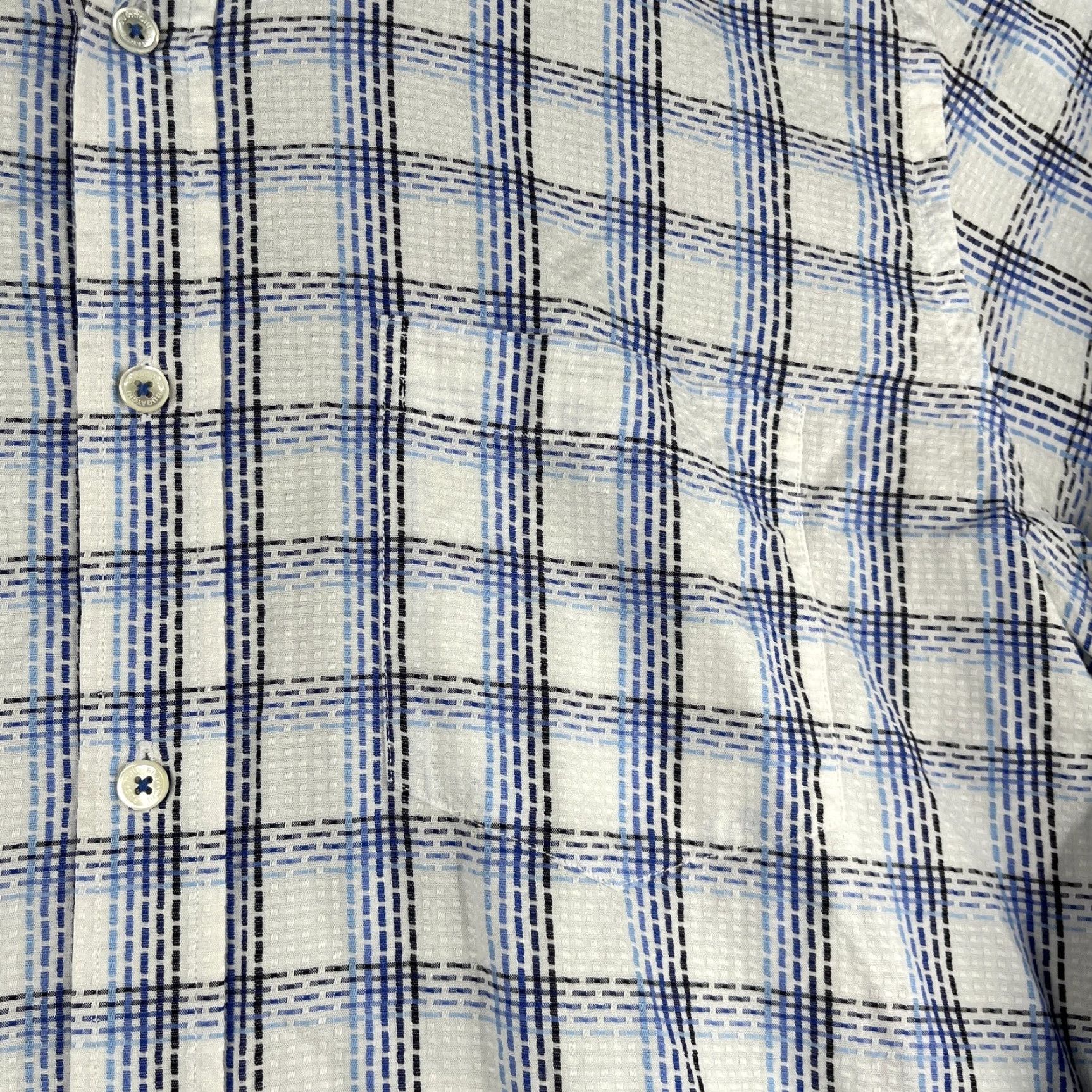 BUGATCHI BUGATCHI UOMO Classic Fit Shirt Large Blue White Check Button Up Long Sleeve Men Size US L / EU 52-54 / 3 - 3 Thumbnail