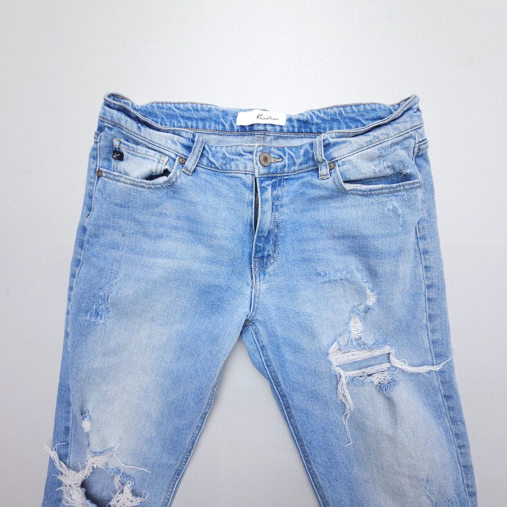 Vintage KanCan Jeans Women's 29 Mid Rise Boyfriend Distressed Blue Inseam 28 Size 29" - 3 Thumbnail