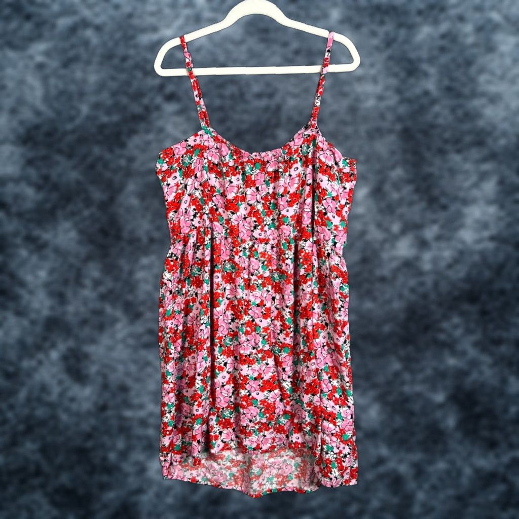 Vintage Miss Selfridge Womens Dress 6 Pink Red Floral Print Sleeveless Viscose Size M / US 6-8 / IT 42-44 - 1 Thumbnail