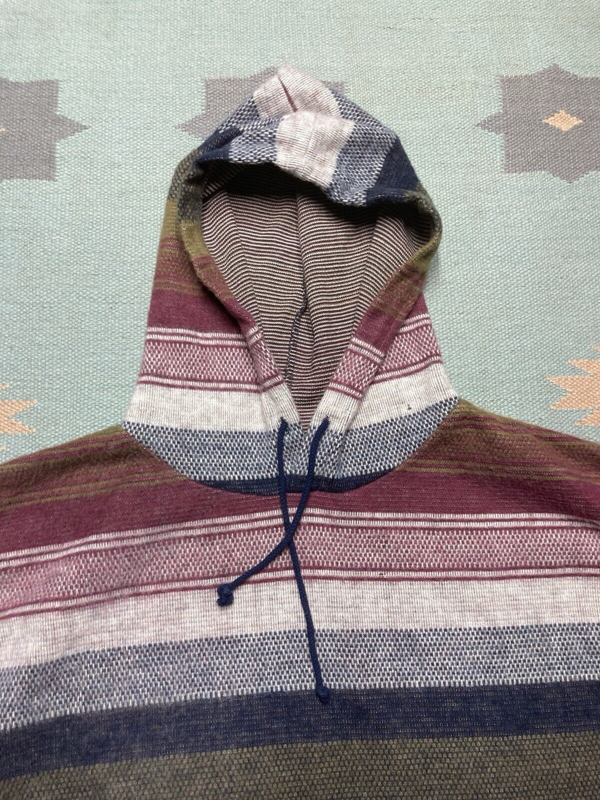 Vintage 90s pullover hoodie sweater acrylic knit soft striped large Size US L / EU 52-54 / 3 - 4 Thumbnail