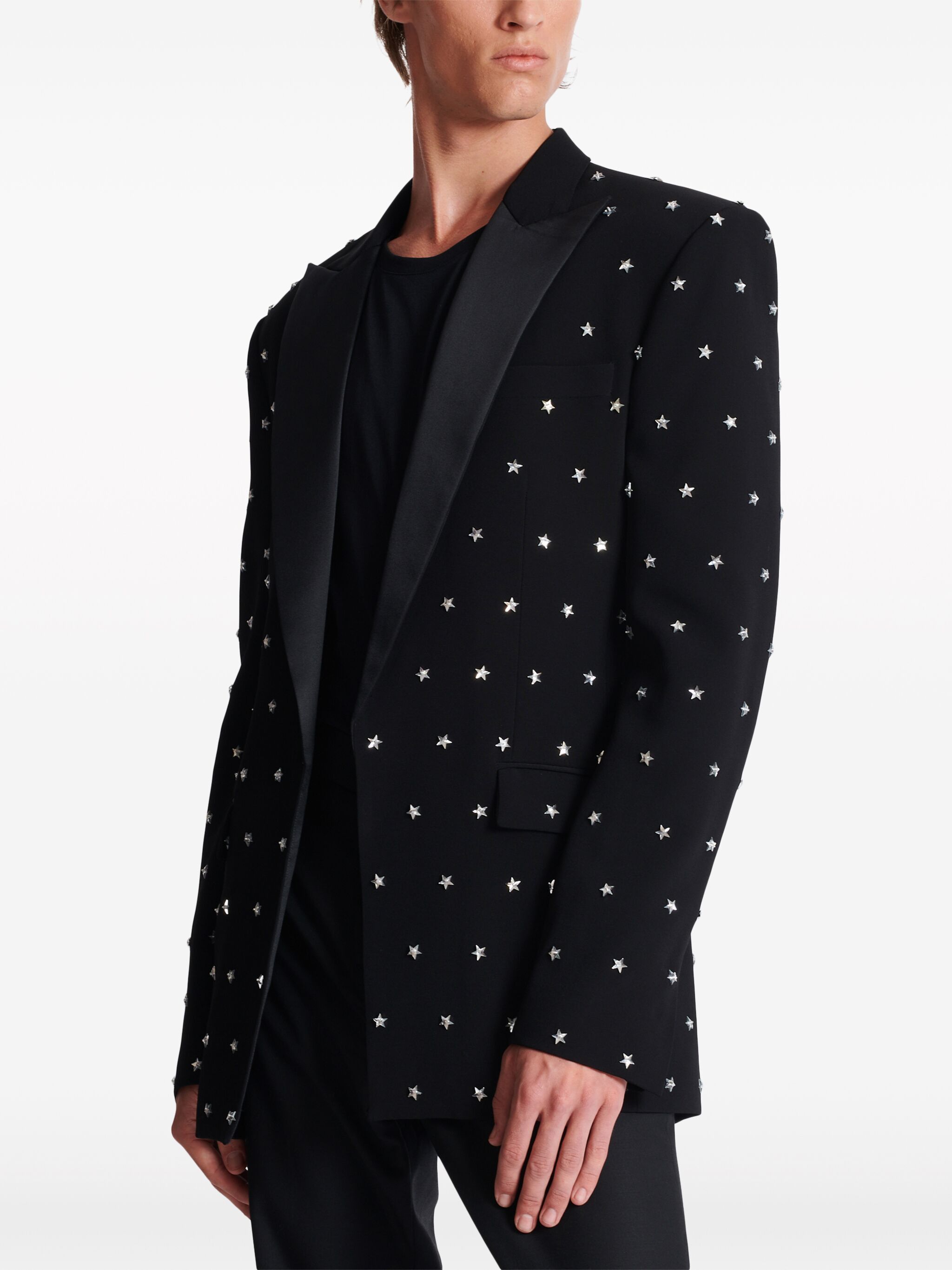 Balmain o1s1wg110125 Stars Embroidered Blazer in Black Size US L / EU 52-54 / 3 - 4 Thumbnail