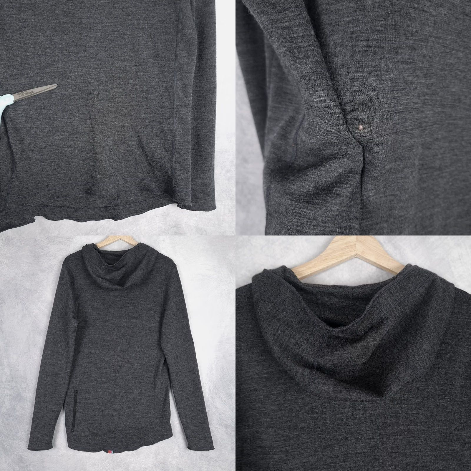 Mission Workshop Mission Workshop Shirt Mens Small Gray Wool Hooded T-Shirt Hooded Shirt Gorpcore Fall Winter Outdoor Sports Size US S / EU 44-46 / 1 - 8 Thumbnail