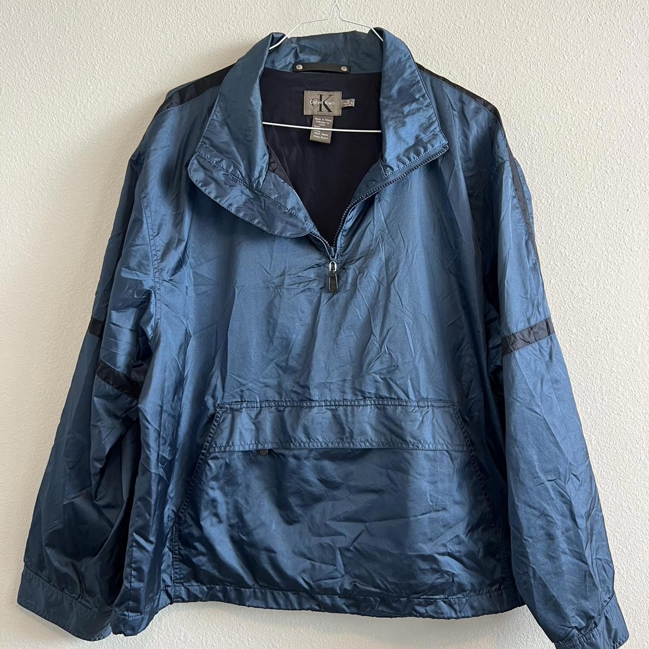 Calvin Klein Metallic Blue Y2K Calvin Klein Nylon Pullover Windbreaker Size US XL / EU 56 / 4 - 1 Thumbnail