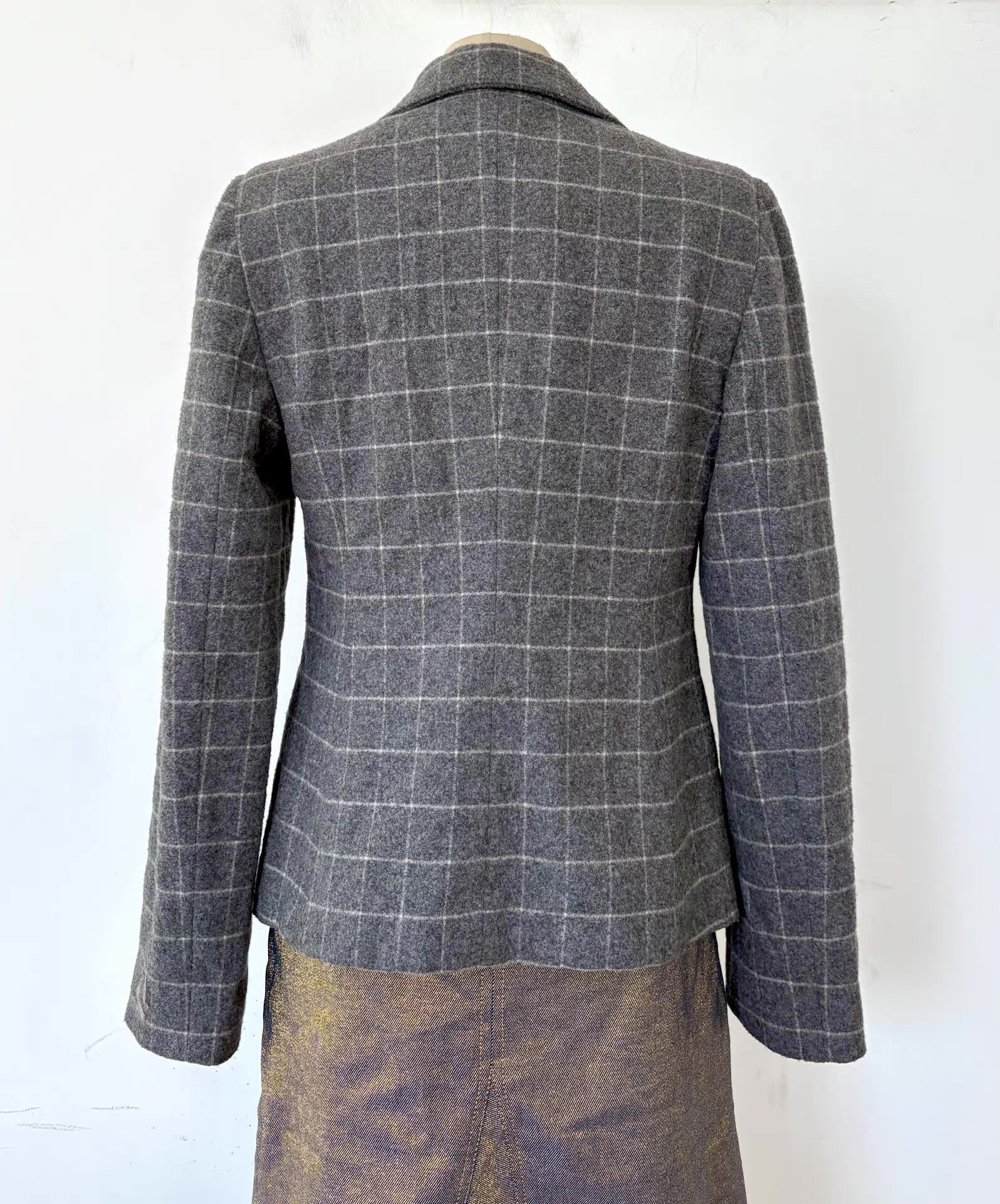 Emporio Armani Emporio Armani Women's Grey Wool-Blend Blazer Ｑ21 Size L / US 10 / IT 46 - 2 Thumbnail