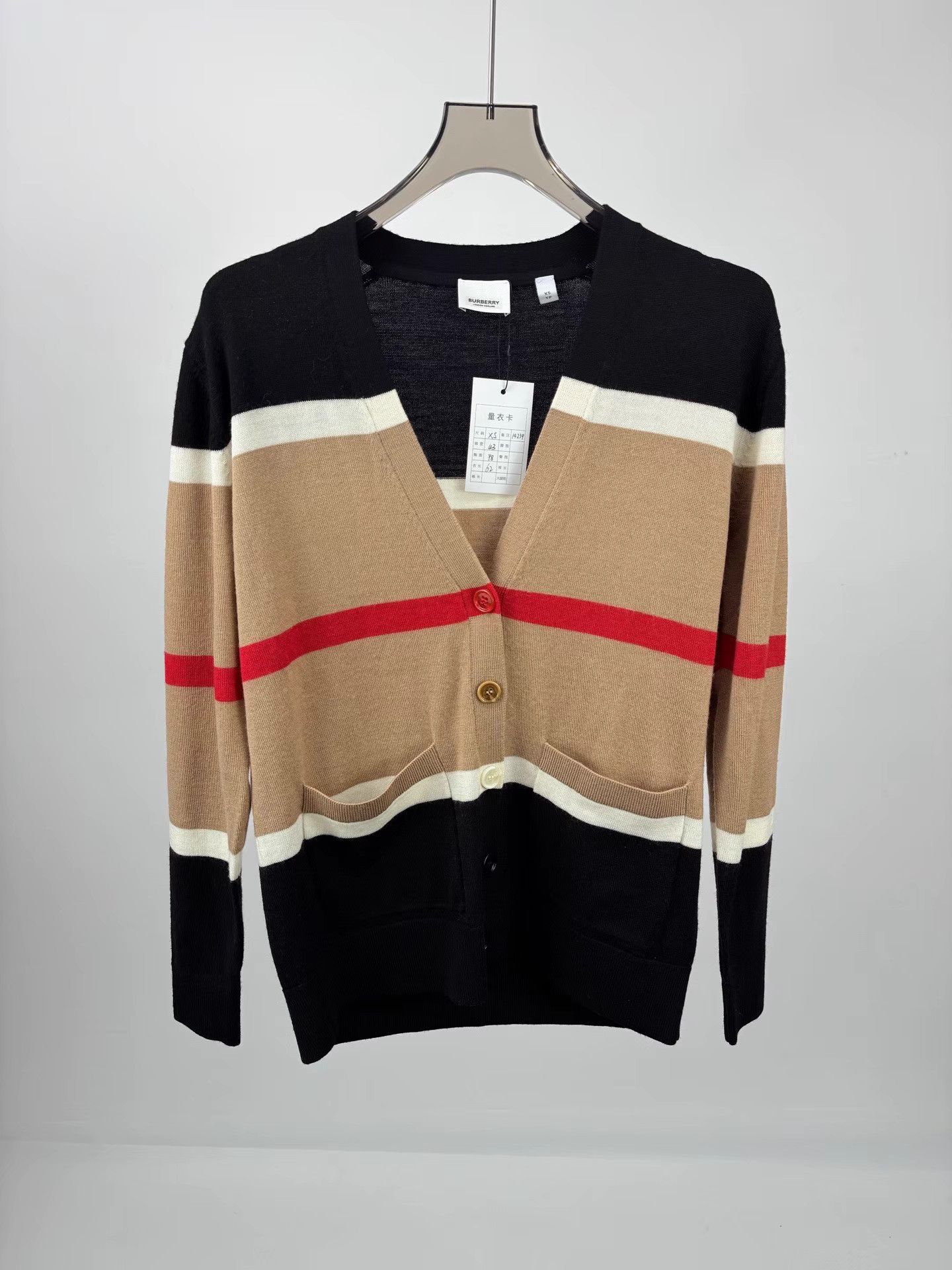 Burberry BURBERRY Striped Cashmere Cardigan Size US XS / EU 42 / 0 - 1 Thumbnail