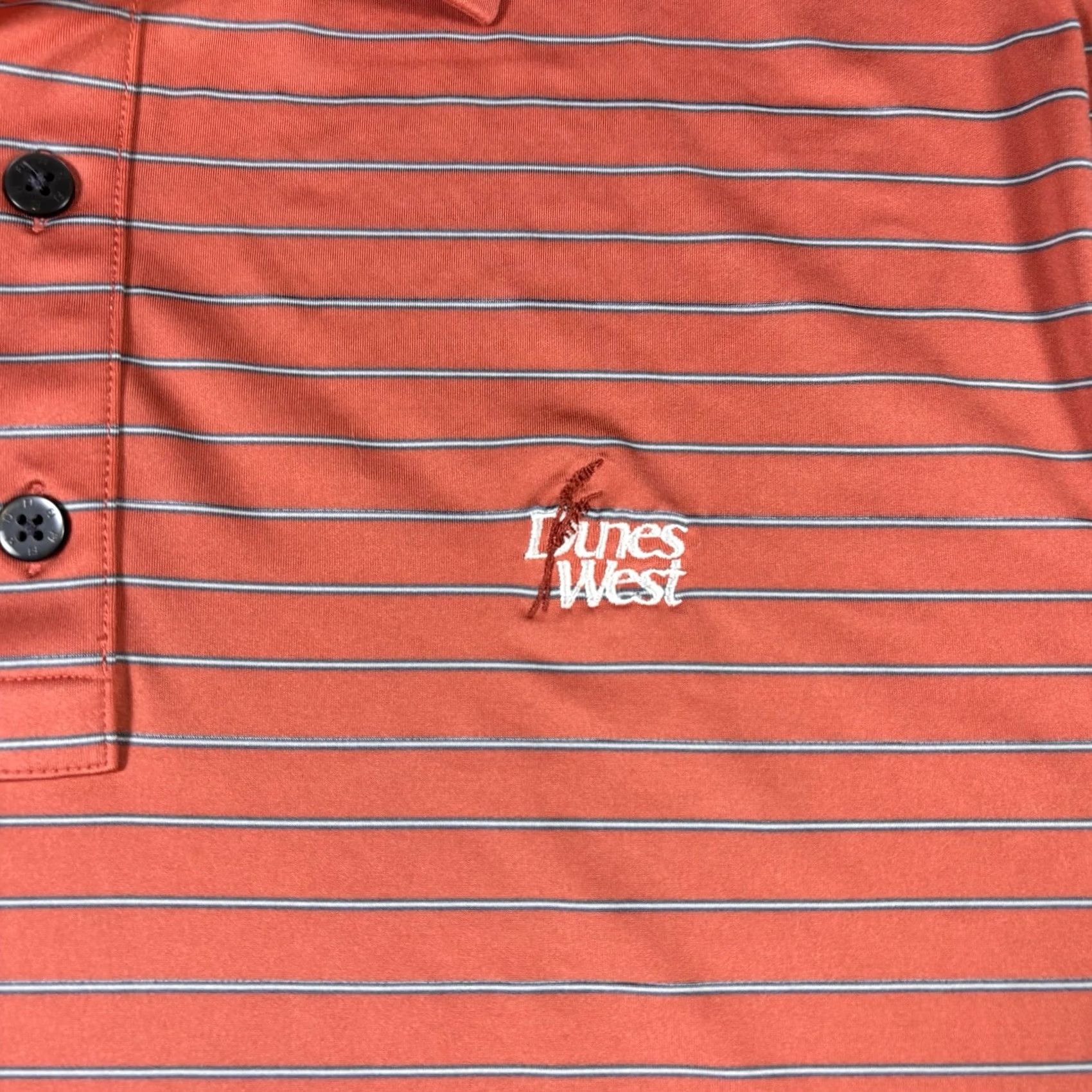 Vintage FJ Polo Shirt Mens L Orange Striped Collared Dri Fit Golf Shirt Vintage No Dunes West Size US L / EU 52-54 / 3 - 4 Thumbnail