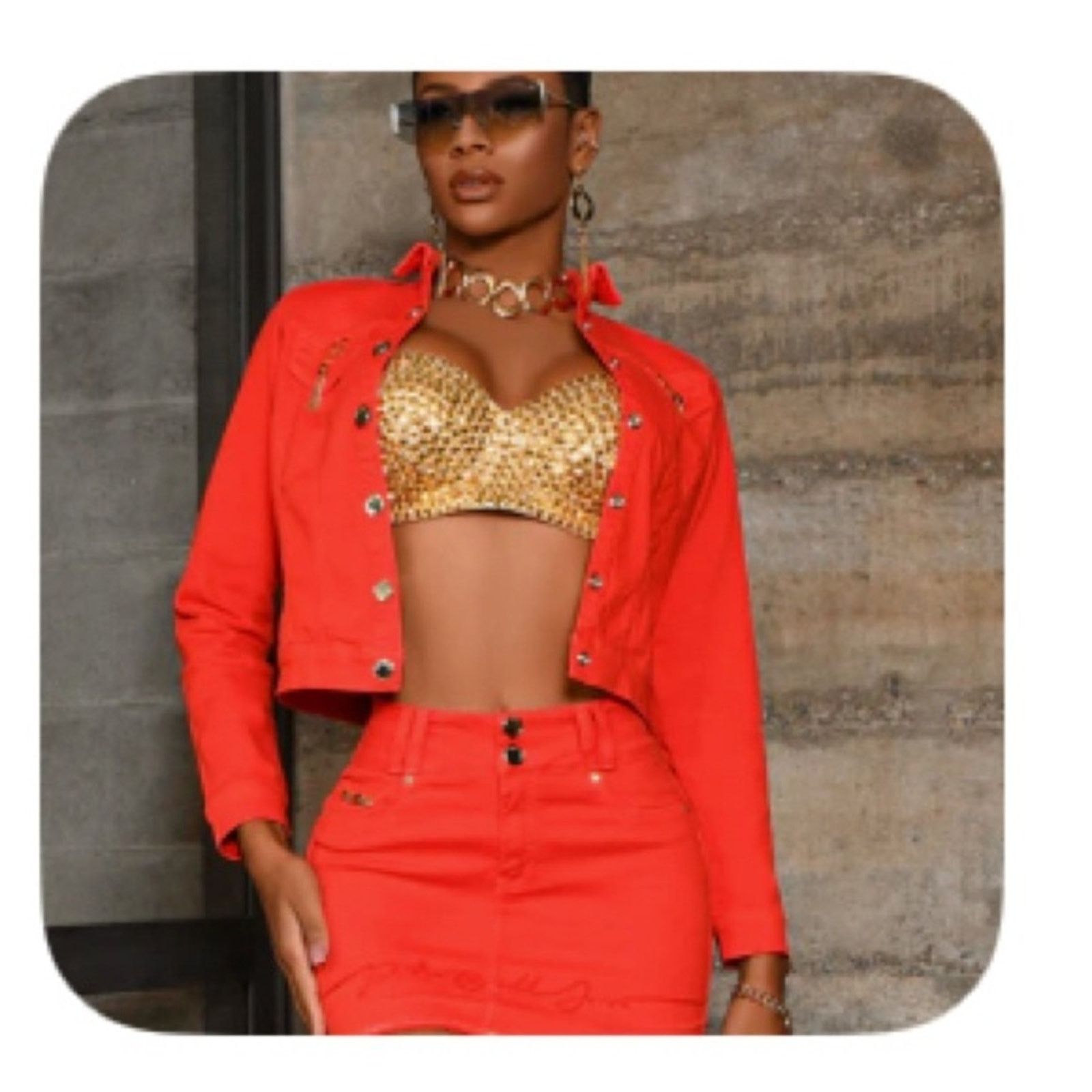 Other New Y2K Vibrant Orange Jacket and Skirt Ensemble size S Size S / US 4 / IT 40 - 1 Thumbnail