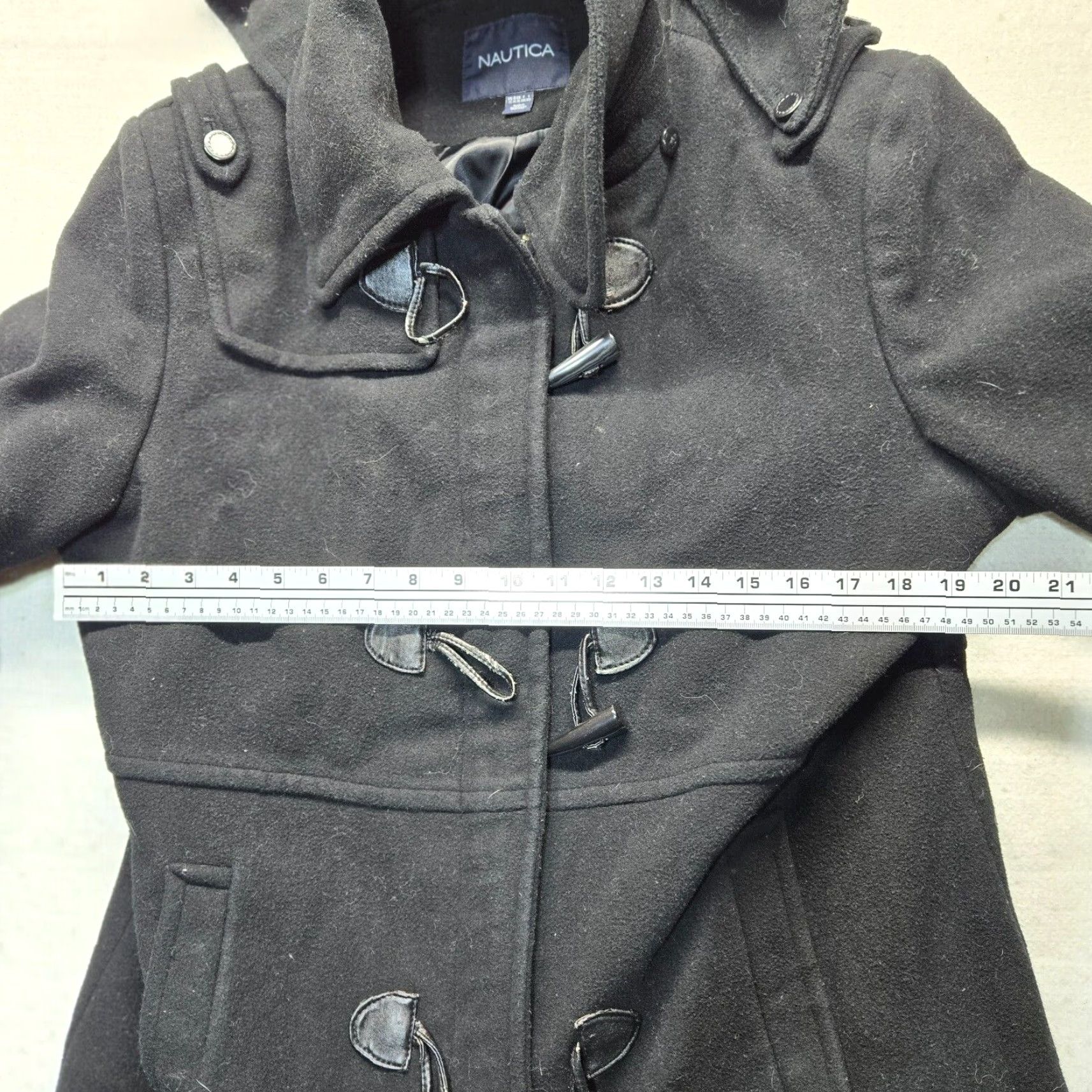 Nautica NAUTICA Wool Pea Coat Jacket Women XL Black Insulated Lined Polyester Zip Button Size XL / US 12-14 / IT 48-50 - 5 Thumbnail