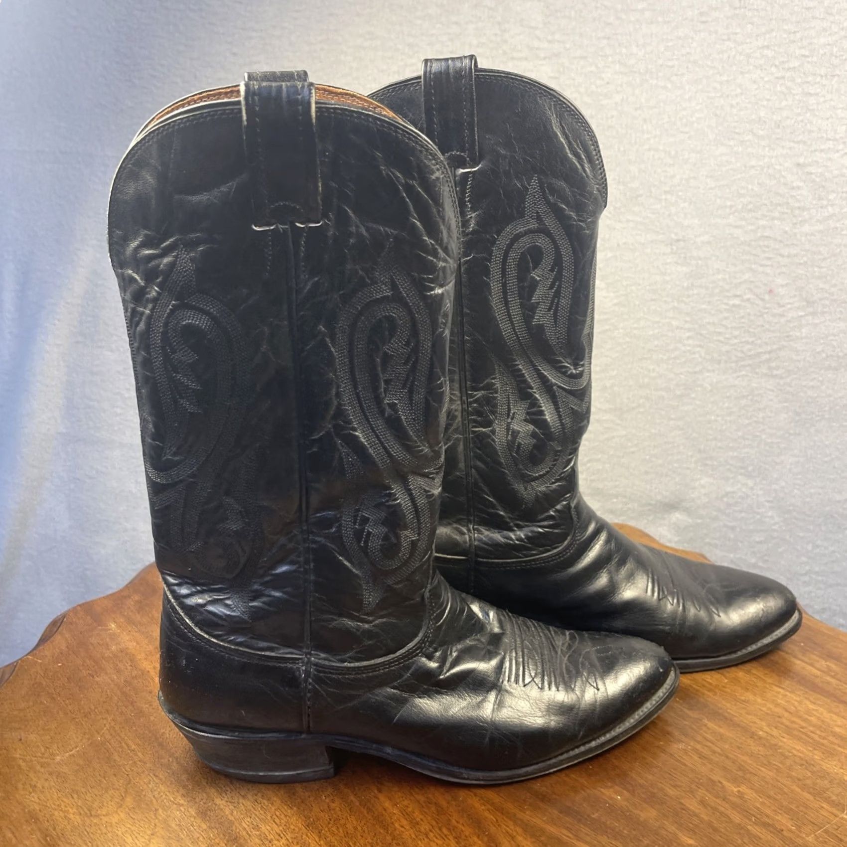 Vintage VINTAGE Nacona Cowboy Boots Western Boots Men 10D Black Almond Toe Stitch Pull On USA Cowboy Size US 10 / EU 43 - 4 Thumbnail