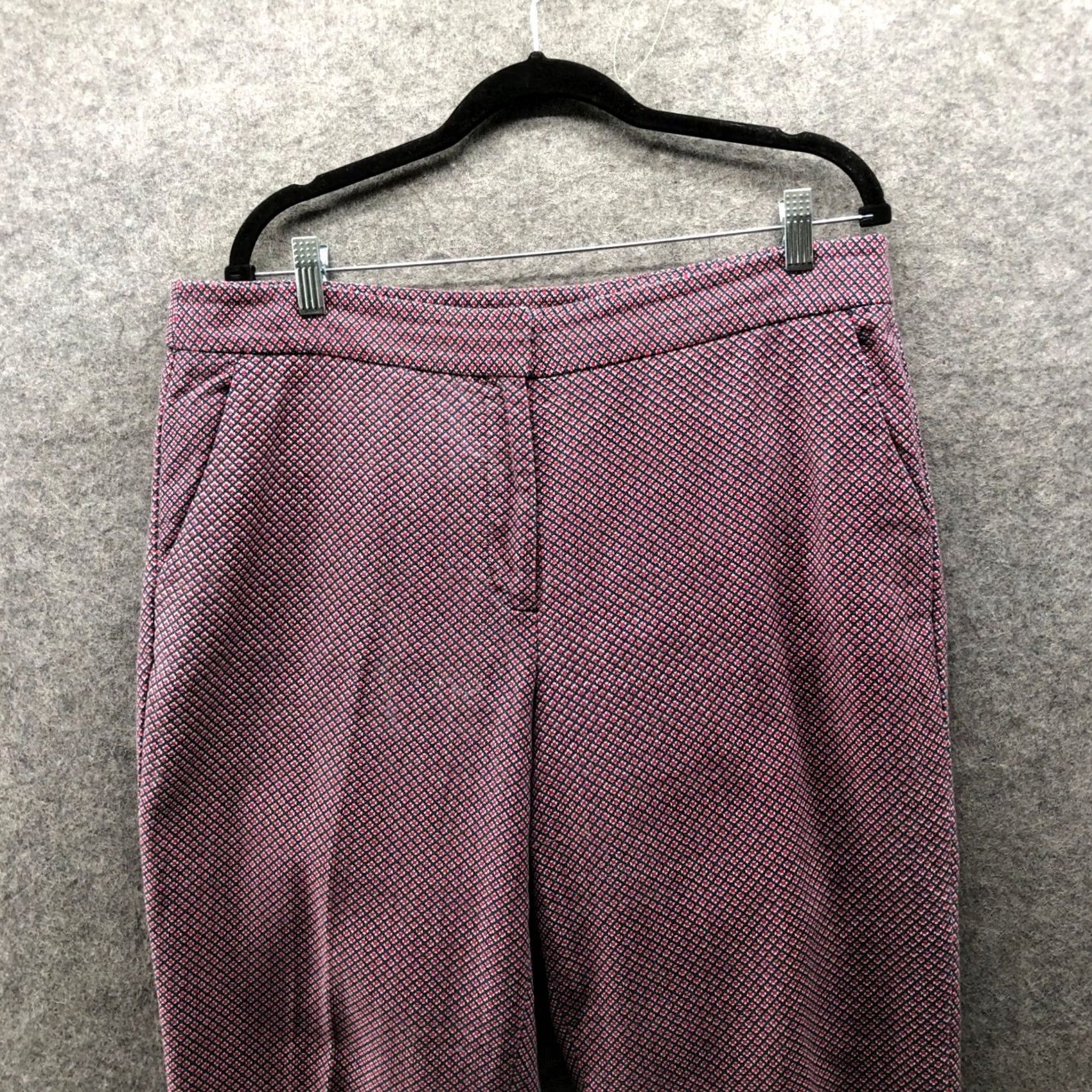 Talbots Talbots Heritage Ankle Pants Womens 14 Red Blue Geometric Cotton Modal Blend Twist Twill Pockets Rise Mid Regular Size 36" / US 14 / IT 50 - 3 Thumbnail
