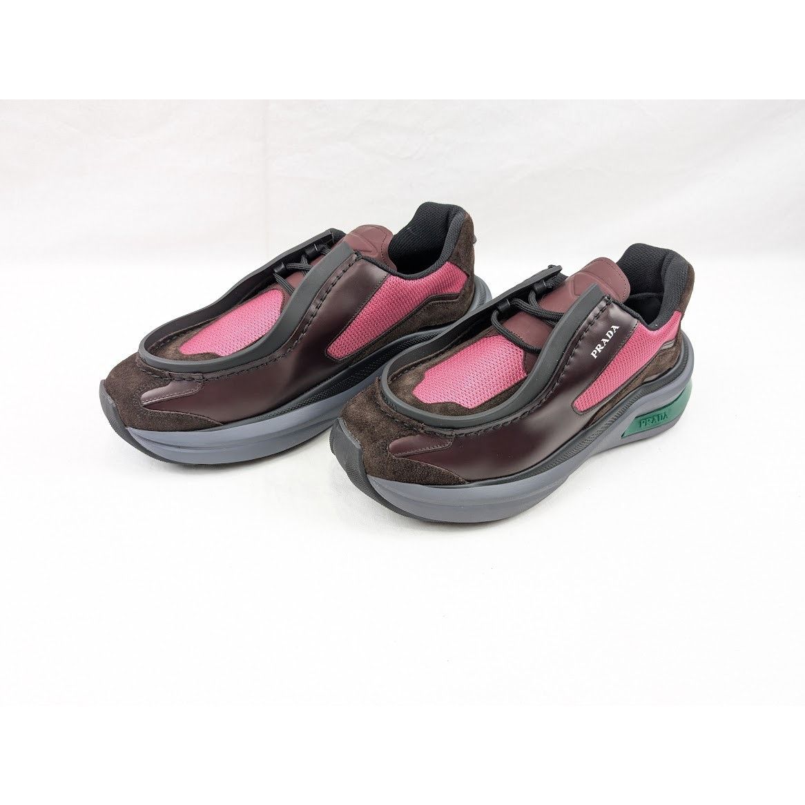 Prada o1rshd1 Brushed Leather Sneakers Bike Fabric Suede Size US 10 / EU 43 - 16 Thumbnail