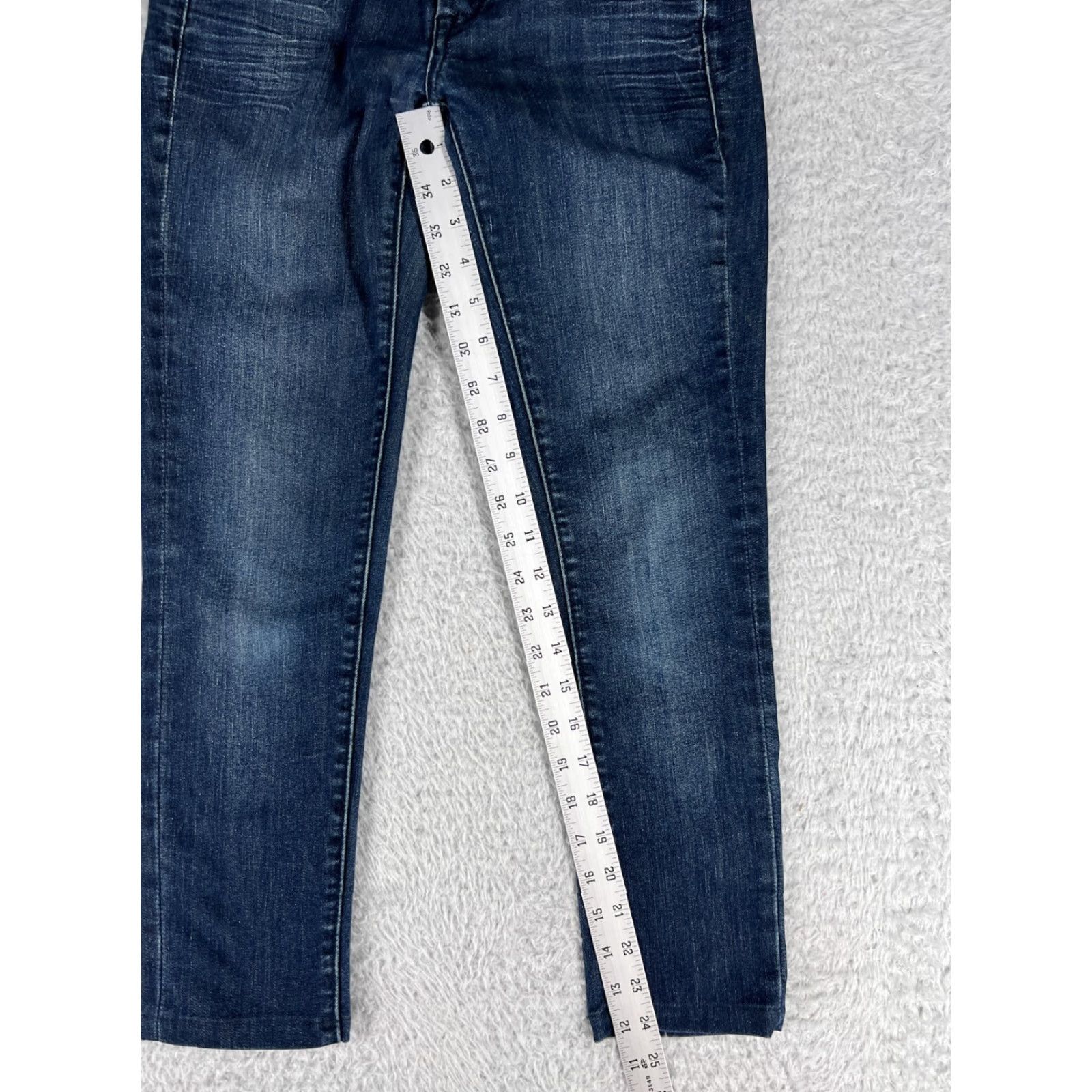 Vintage BLANKNYC Jeans Women 5-Pocket Denim Blue Dark Wash Distressed Tapered Cotton Blend Rise Low 25 Womens Jeans Size 42" / US 20 - 6 Thumbnail