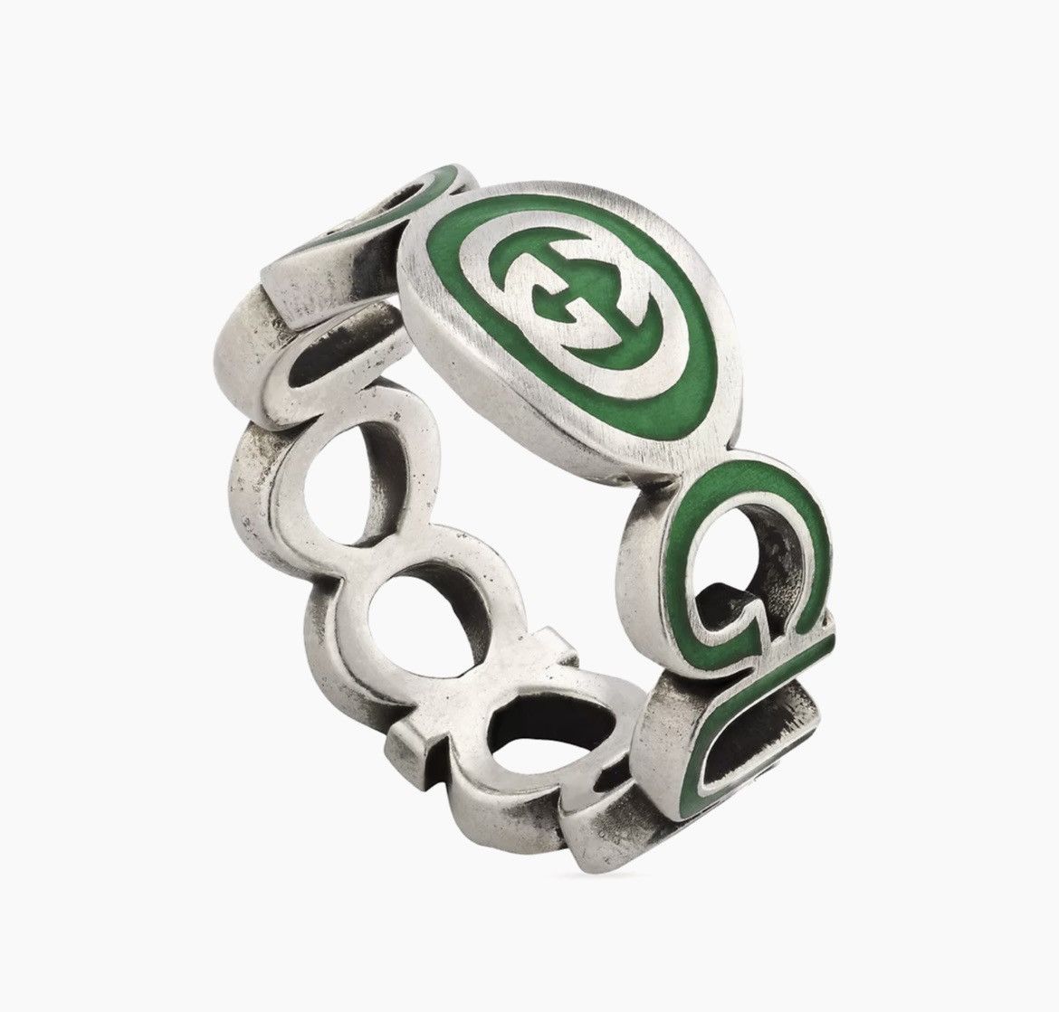 Gucci Gucci Unisex Sterling Silver Interlocking GG Logo Ring Size ONE SIZE - 1 Thumbnail