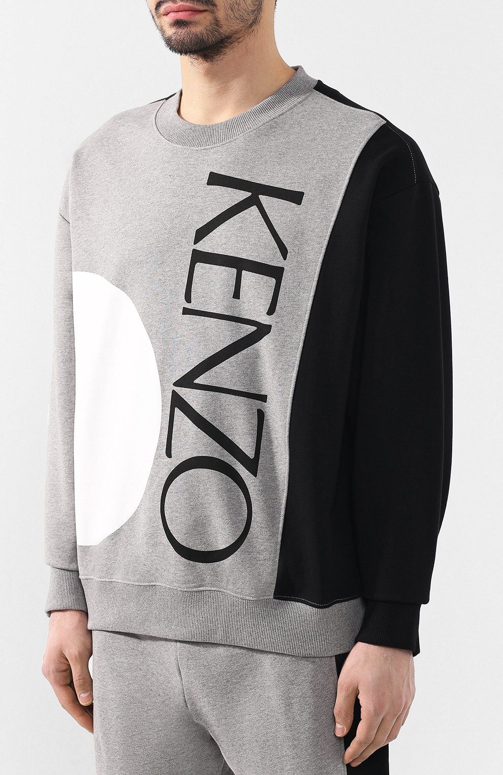 Designer × Kenzo KENZO Color Block Hoodie Dove Grey Logo Sweatshirt Designer Size US L / EU 52-54 / 3 - 17 Thumbnail