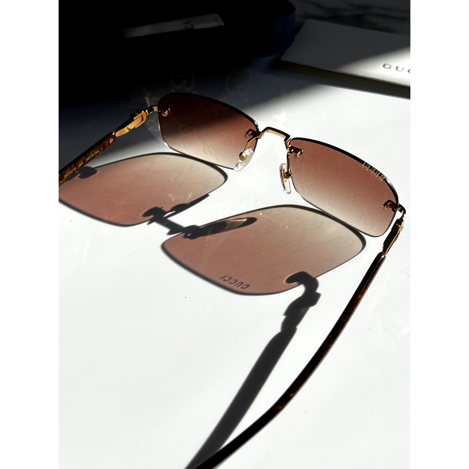 Gucci NEW Gucci GG1221S 004 Rimless Monogram Logo Lens Sunglasses Size ONE SIZE - 9 Thumbnail