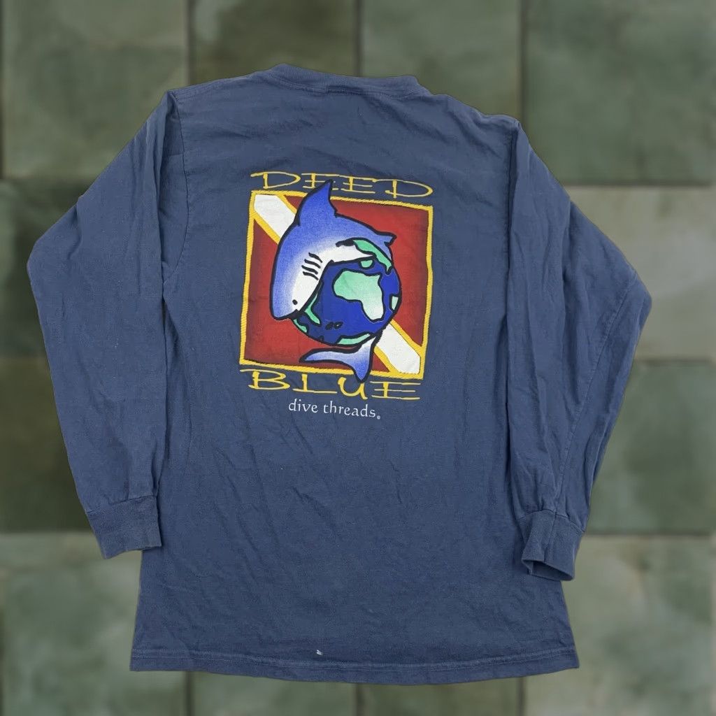 Vintage VINTAGE Deep Blue Dive Threads Long Sleeve Shirt Mens M Blue Ocean Shark 90s Theme Size US M / EU 48-50 / 2 - 1 Thumbnail