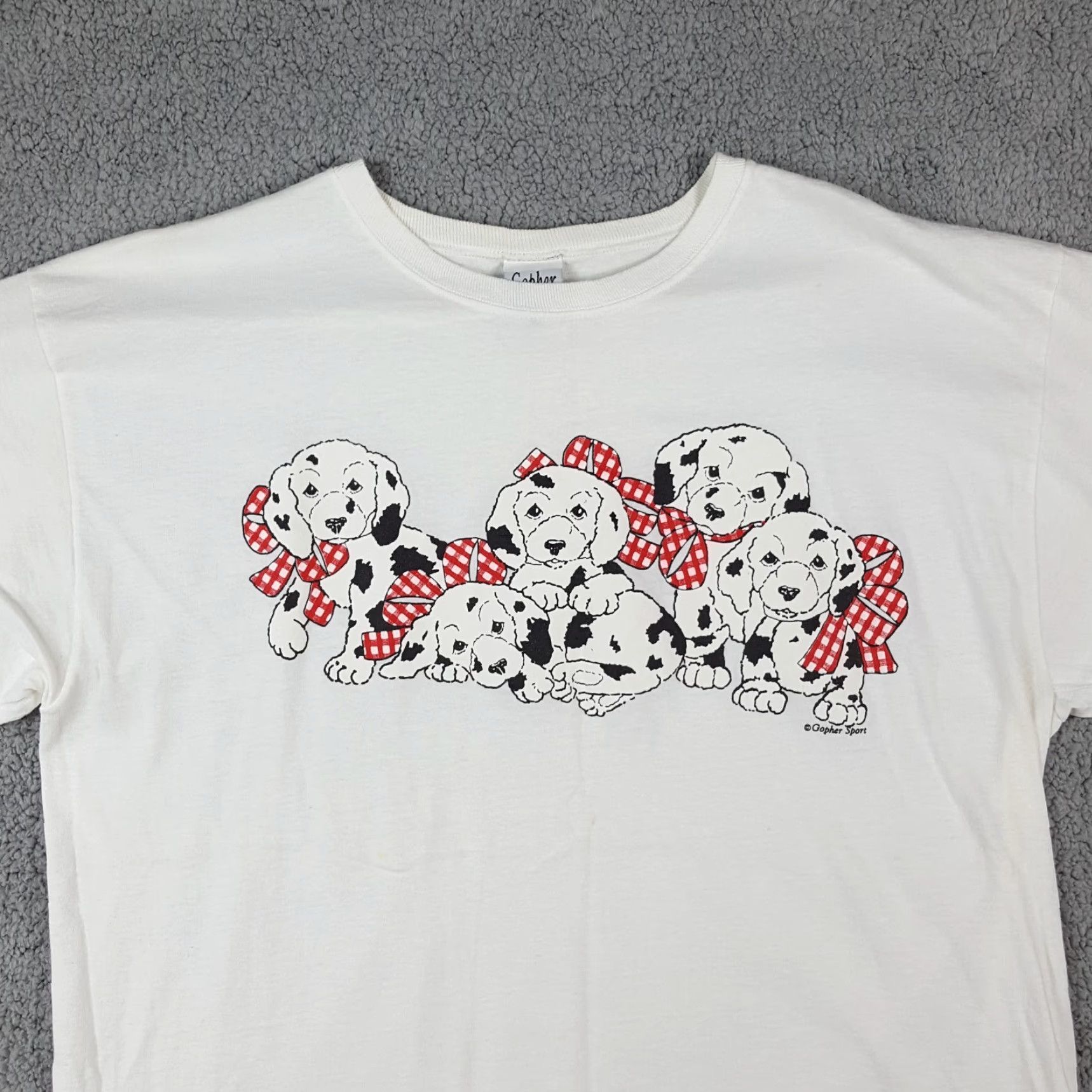 Vintage VINTAGE 90s Dalmatian Cartoon Dogs T-Shirt Men XL White Cotton Retro Dog Neon Y2K Size US XL / EU 56 / 4 - 2 Thumbnail