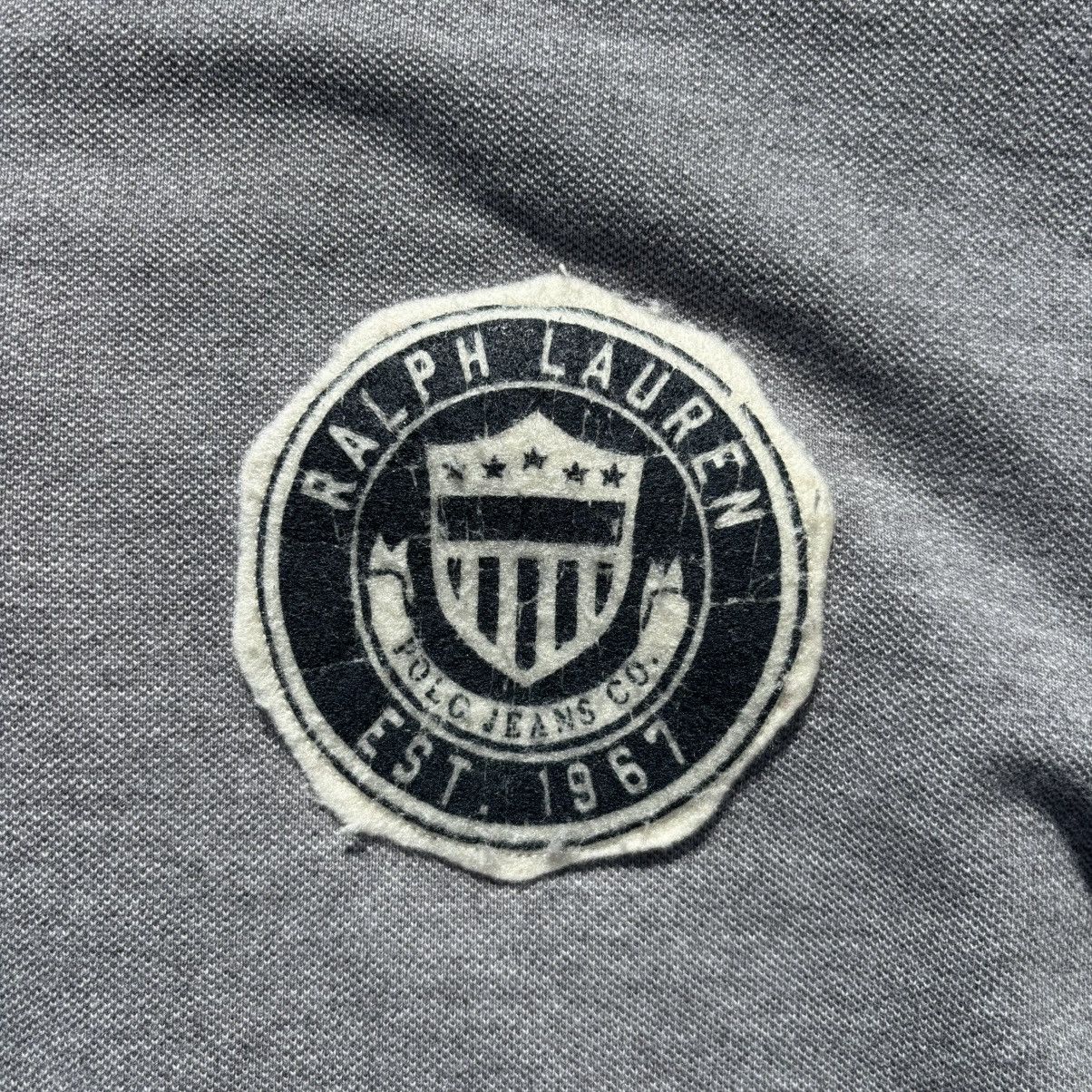 Ralph Lauren Vintage Polo Jeans Grey Distressed Patch Polo Shirt Size US L / EU 52-54 / 3 - 5 Thumbnail
