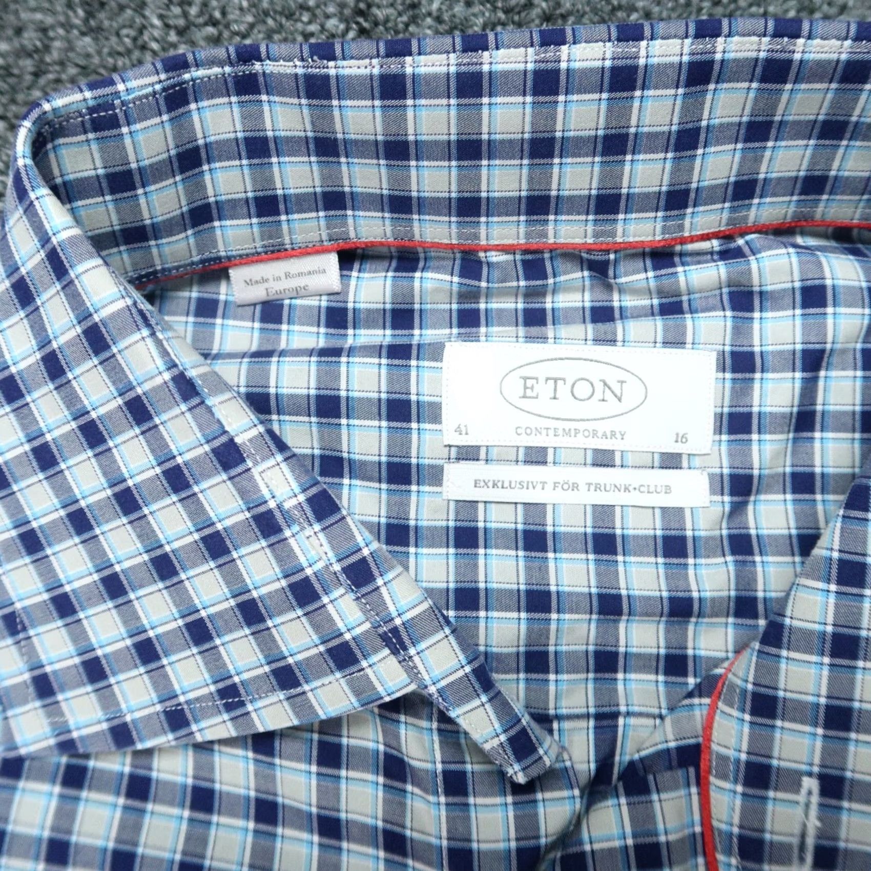 Eton Eton Shirt Men Large 16 Blue Check Long Sleeve Button Up Shirt Size US L / EU 52-54 / 3 - 3 Thumbnail