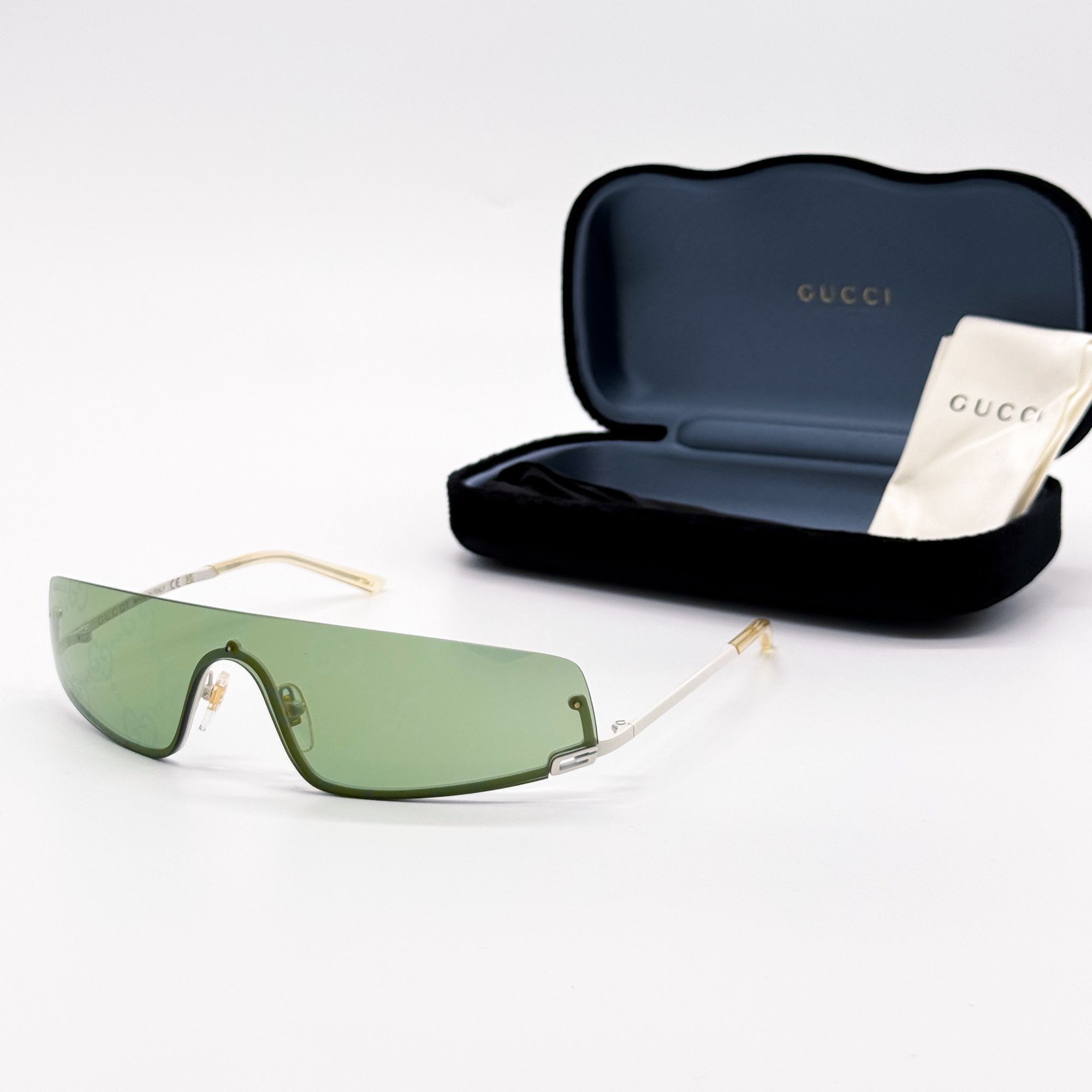 Gucci NEW GUCCI GG1561S 003 SHIELD GREEN UNISEX SUNGLASSES GUCCI Size ONE SIZE - 1 Thumbnail