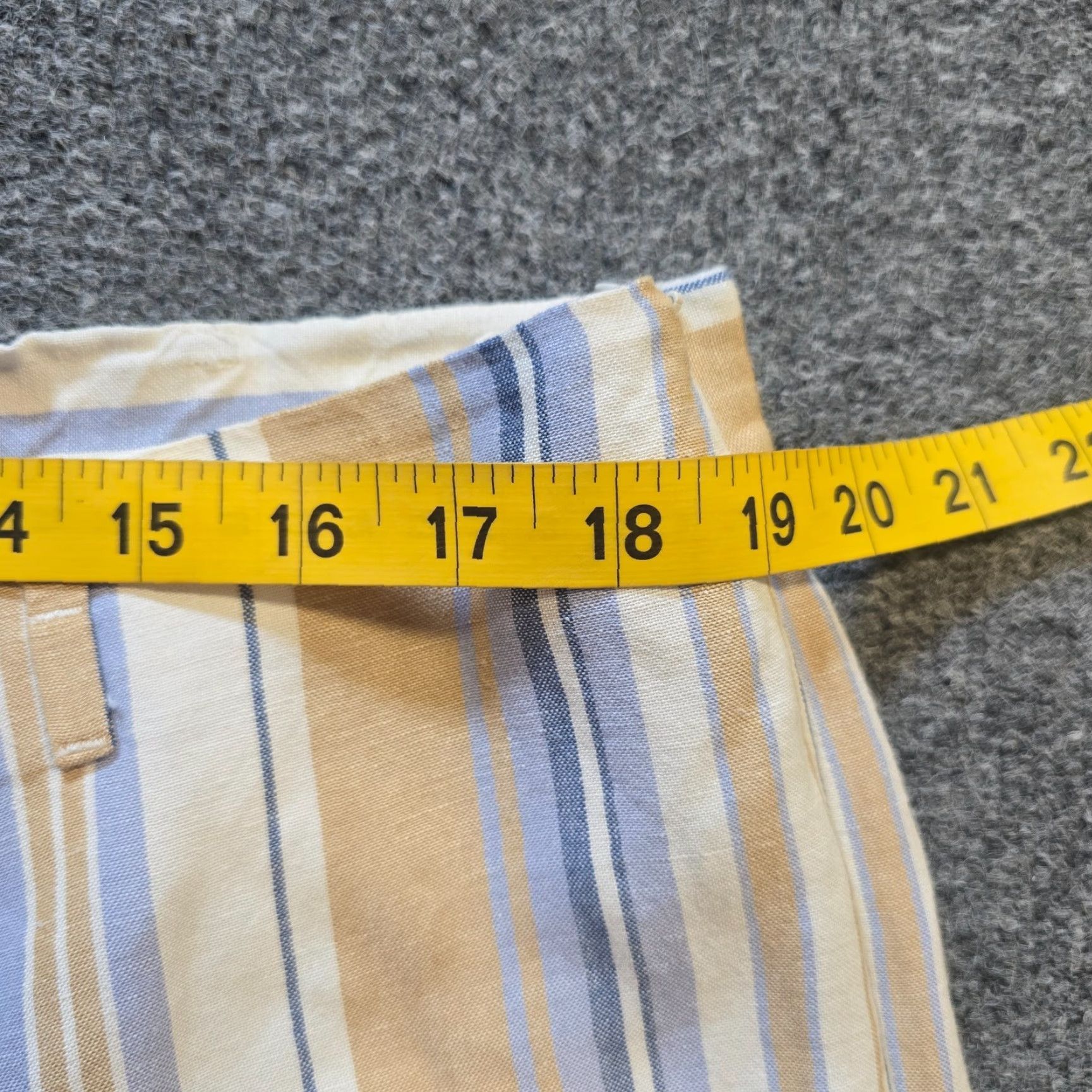 J. Jill J. Jill Pants Womens XL Blue Tan Striped Wide-Leg Linen Cropped Beachy Capsule Size 40" / US 18 - 5 Thumbnail
