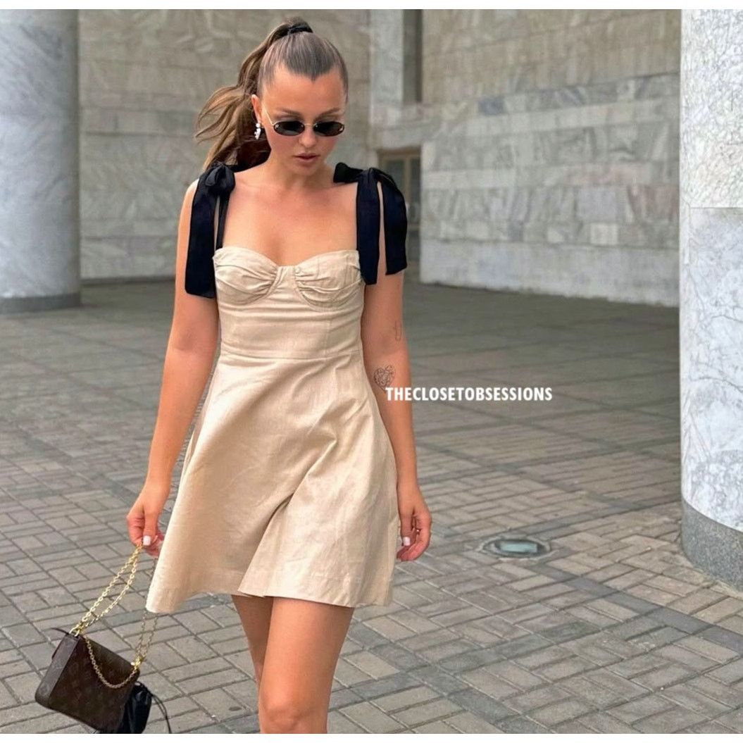 ZARA Linen Blend Short Dress NWT - threedaughtersproperties.com