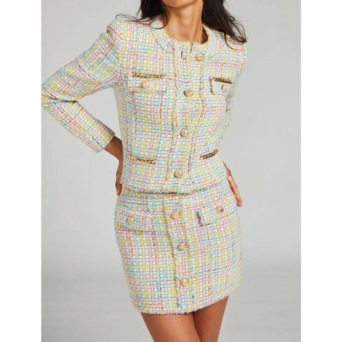 Generation Love Kristen Tweed Jacket In Rainbow Pastel