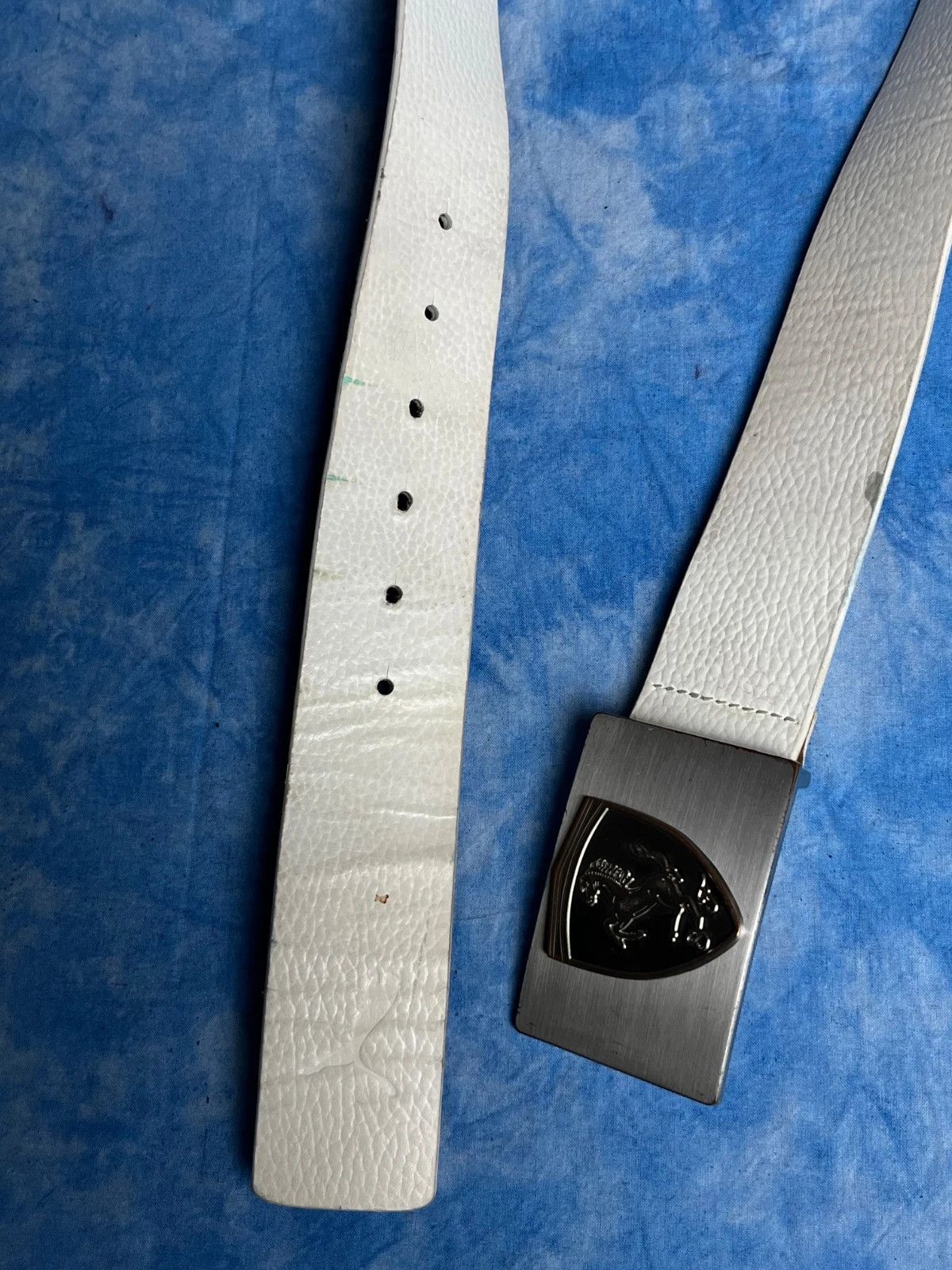 Ferrari × Puma Vintage 00s Puma x Ferrari White Real Leather Belt Size 32 - 7 Thumbnail