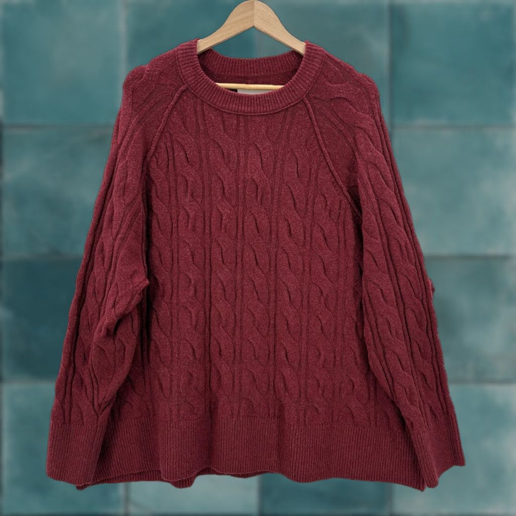 Vintage Aerie unREAL Women’s XXL Cable Knit Crewneck Pullover Sweater Red NWT Cozy Knit Shirt/Sweater Casual Womens Size XXL / US 16-18 / IT 52-54 - 1 Thumbnail