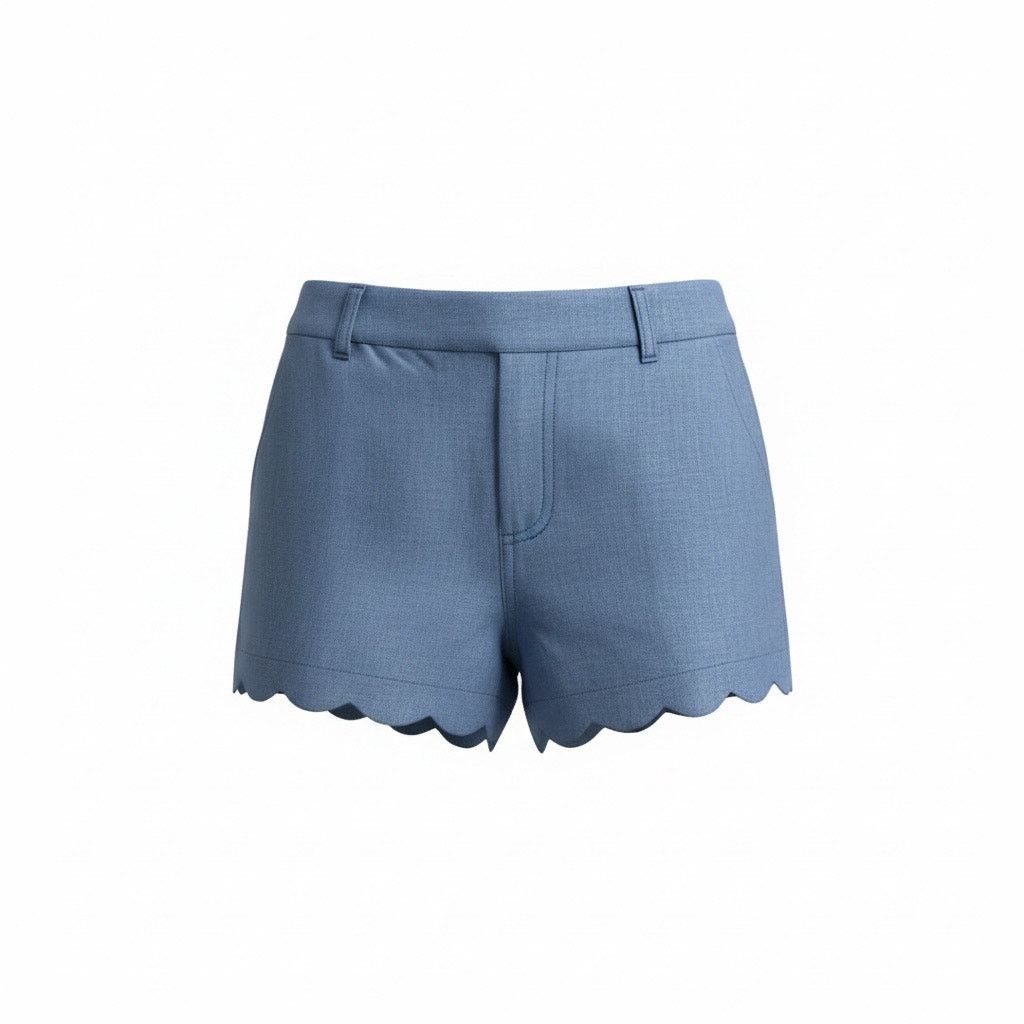 Loft LOFT Outlet Women’s Scalloped Chambray Shorts Blue Size 4 Size 27" / US 4 / IT 40 - 1 Thumbnail