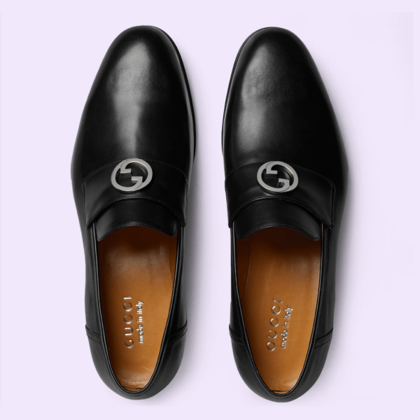 Gucci oc11z1025 Men's Interlocking G Loafers in Black Size US 13 / EU 46 - 4 Thumbnail