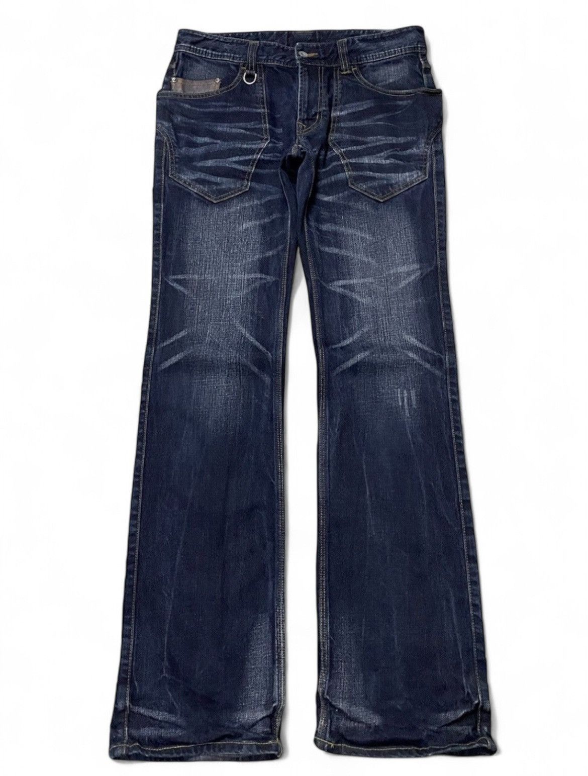 HIDEAWAYS × If Six Was Nine × Le Grande Bleu (L.G.B.) Hideaways Japan Leather Trimmed Pocket Whiskers Flare Jeans Size US 32 / EU 48 - 1 Thumbnail