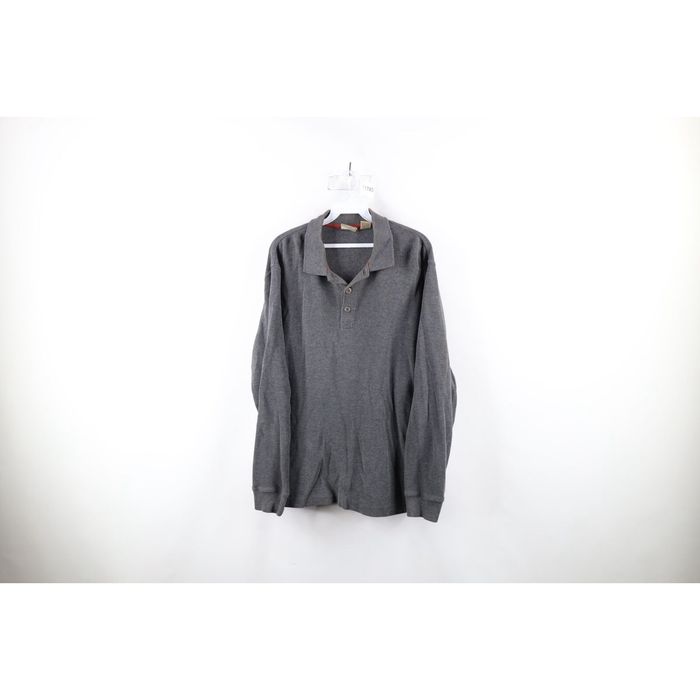 Vintage Vtg LL Bean Mens Medium Faded Thermal Waffle Knit Long Sleeve Rugby Polo Shirt Grailed