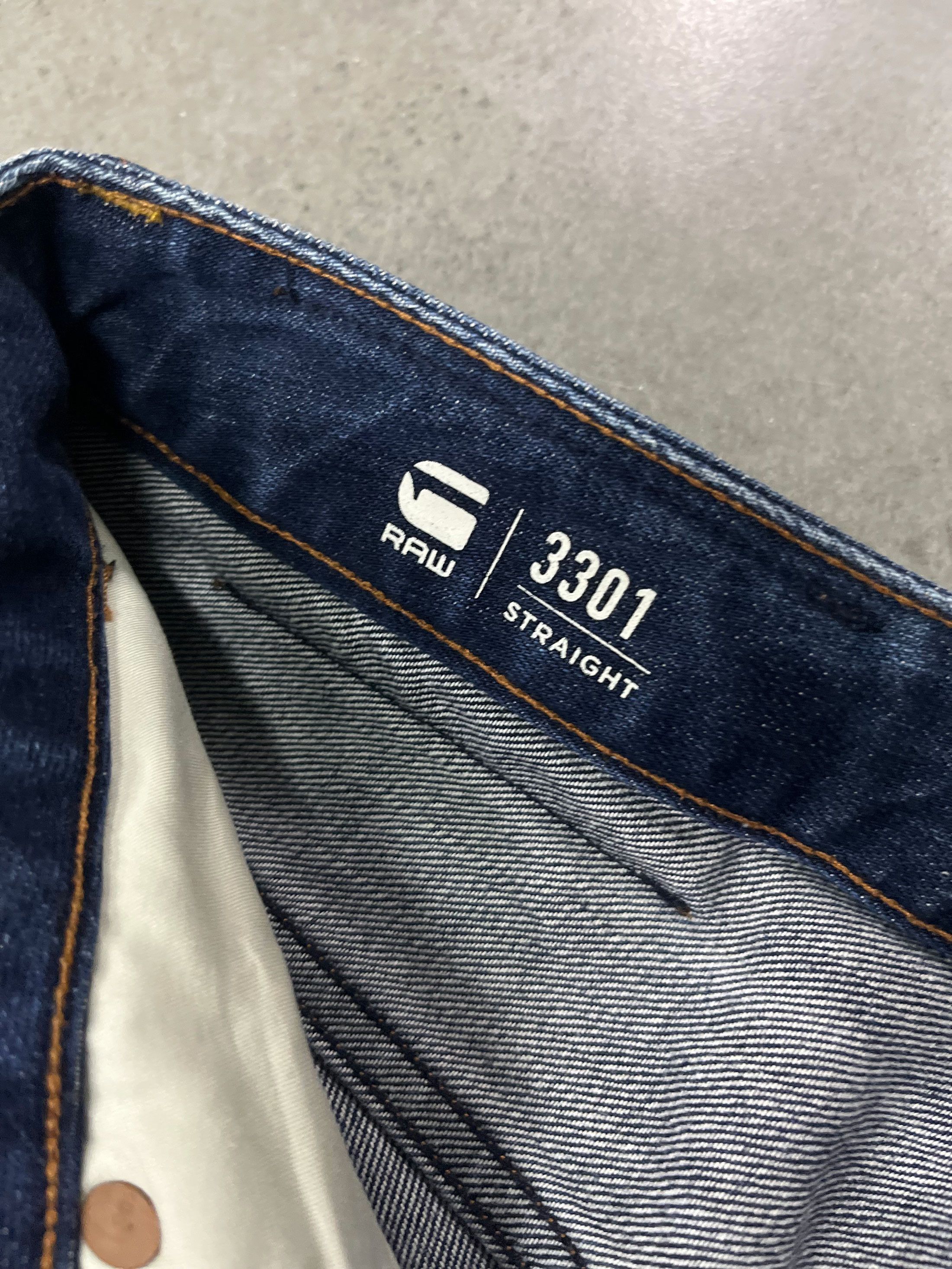 Designer × G-Star G Star Raw 3301 Straight Button Fly Wash Denim Size US 30 / EU 46 - 4 Thumbnail