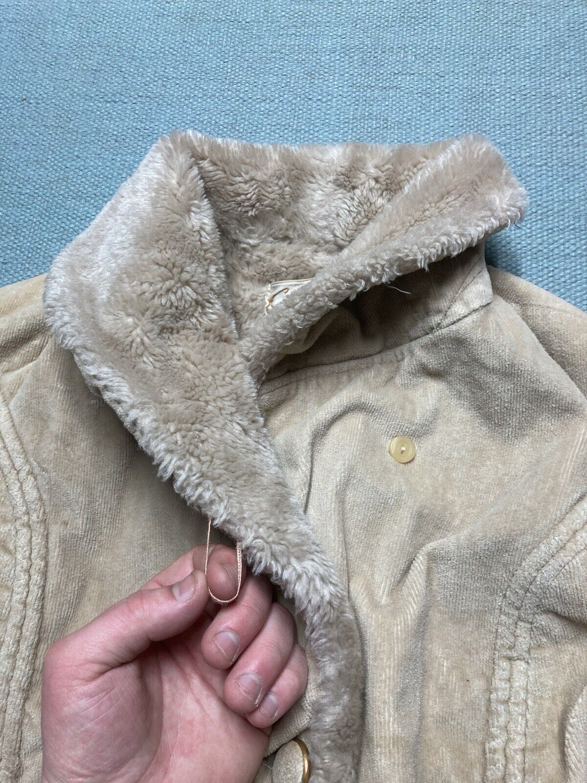 Vintage 60s corduroy jacket faux fur shawl collar penny lane women L Size L / US 10 / IT 46 - 4 Thumbnail