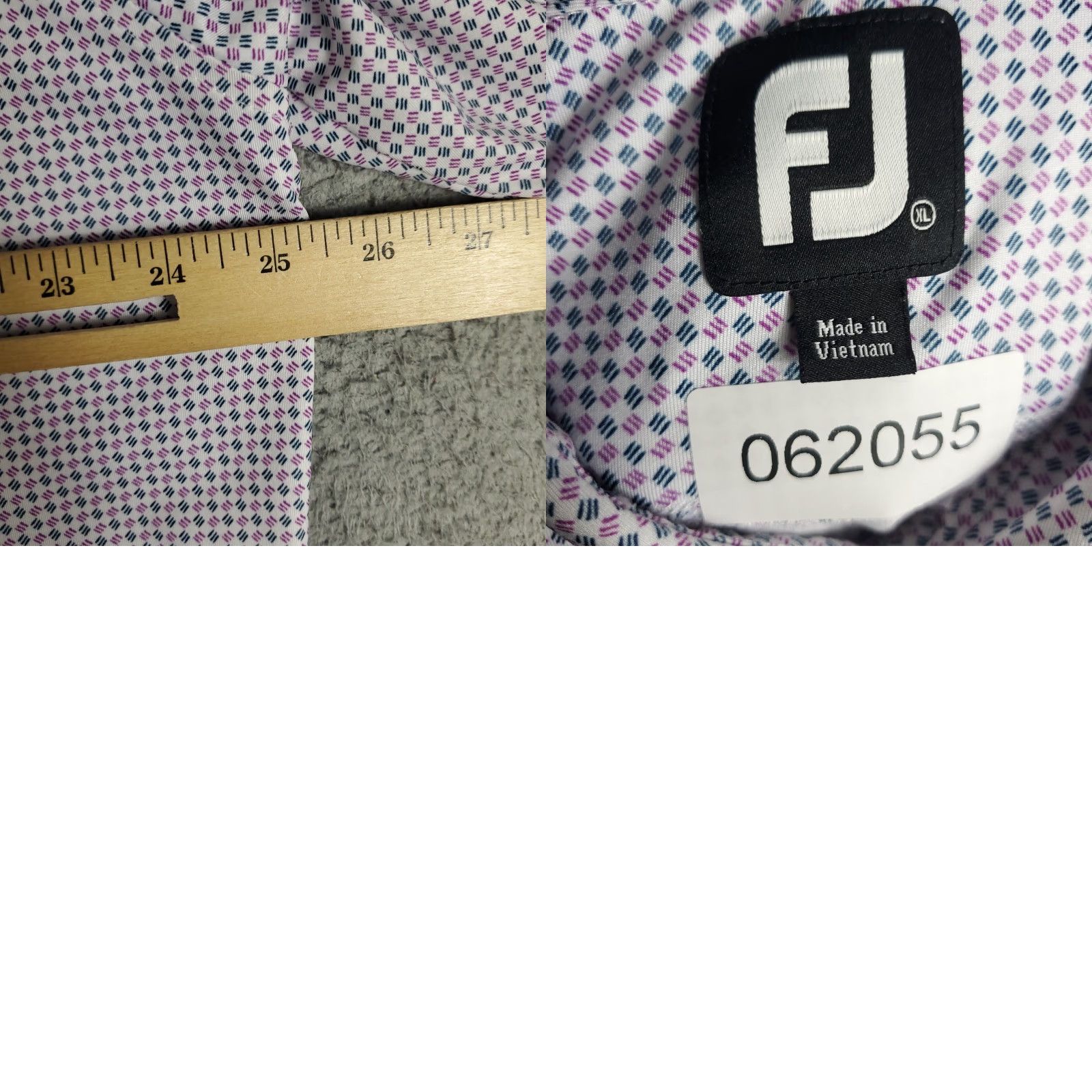 Footjoy FootJoy Polo Shirt Mens XL Purple Geometric Short Sleeve Polo Shirt Baseball Golf Casual Button Logo Size US XL / EU 56 / 4 - 8 Thumbnail